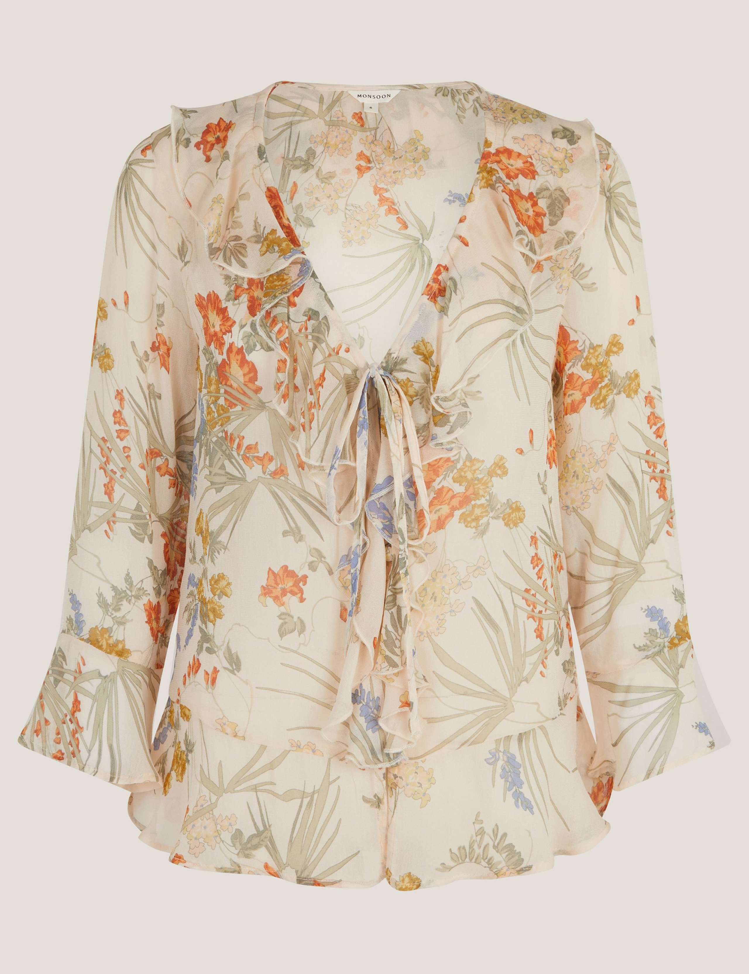Floral Tie Neck Blouse 2 of 5