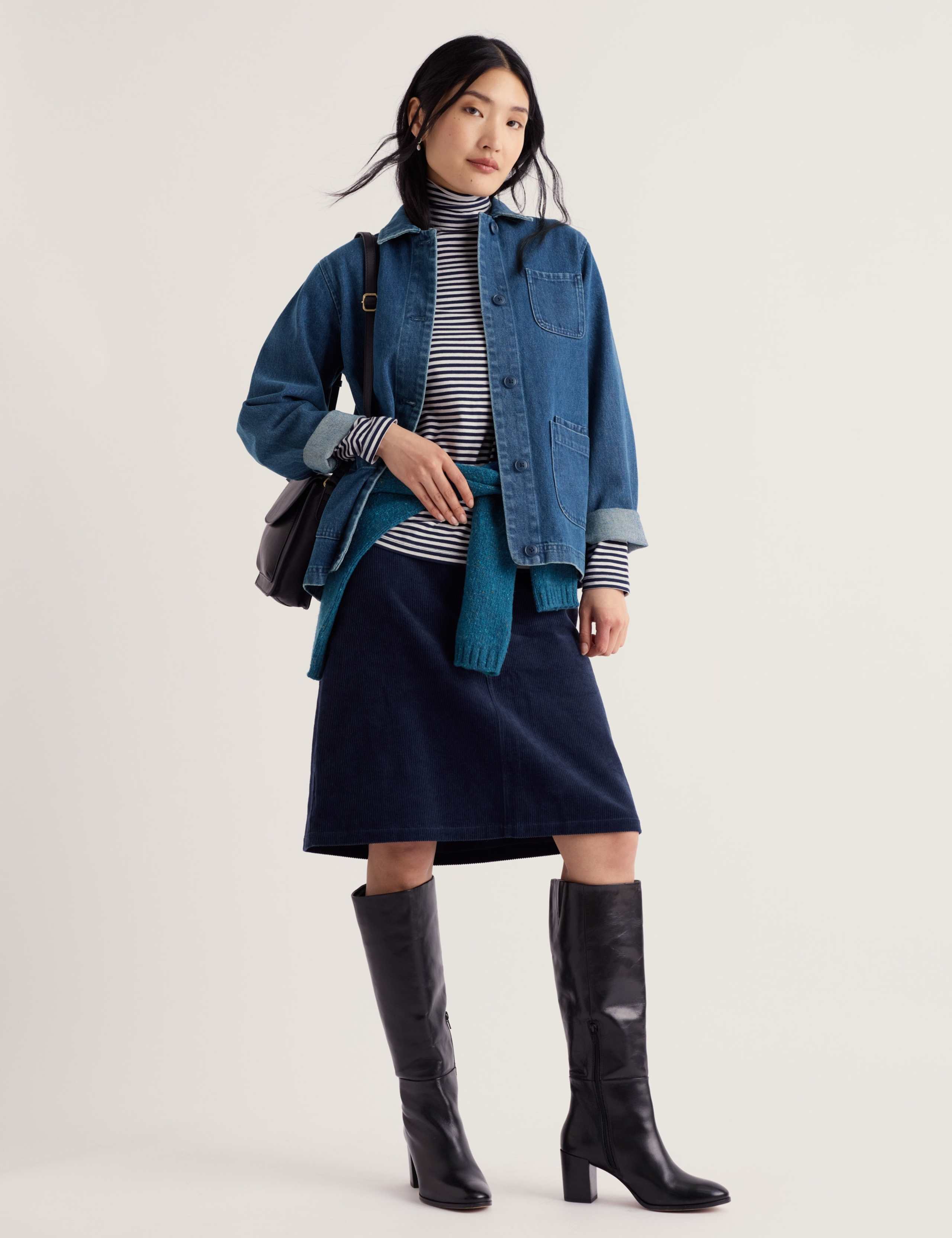 Pure Cotton Textured Knee Length A-Line Skirt 1 of 5