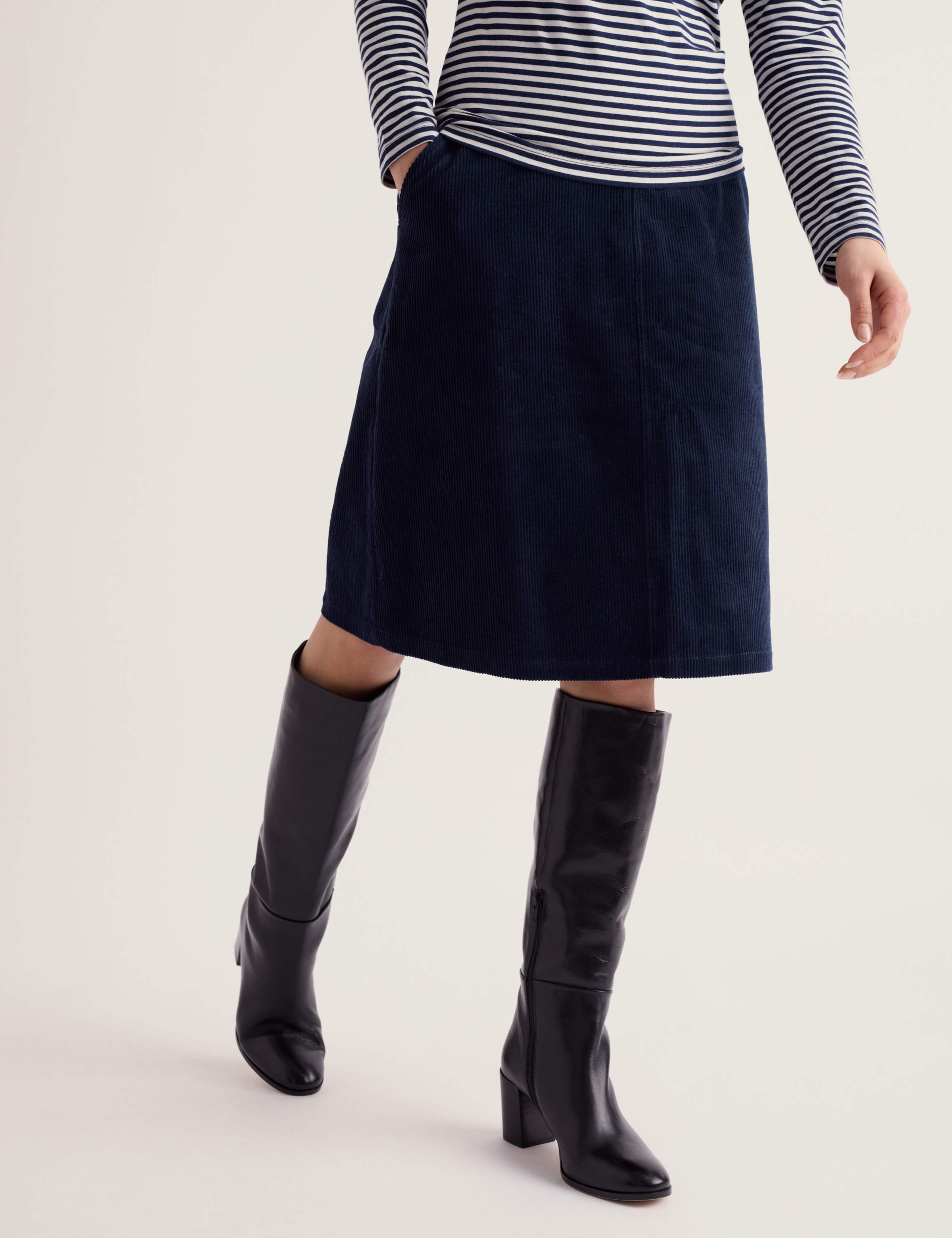 Pure Cotton Textured Knee Length A-Line Skirt 4 of 5