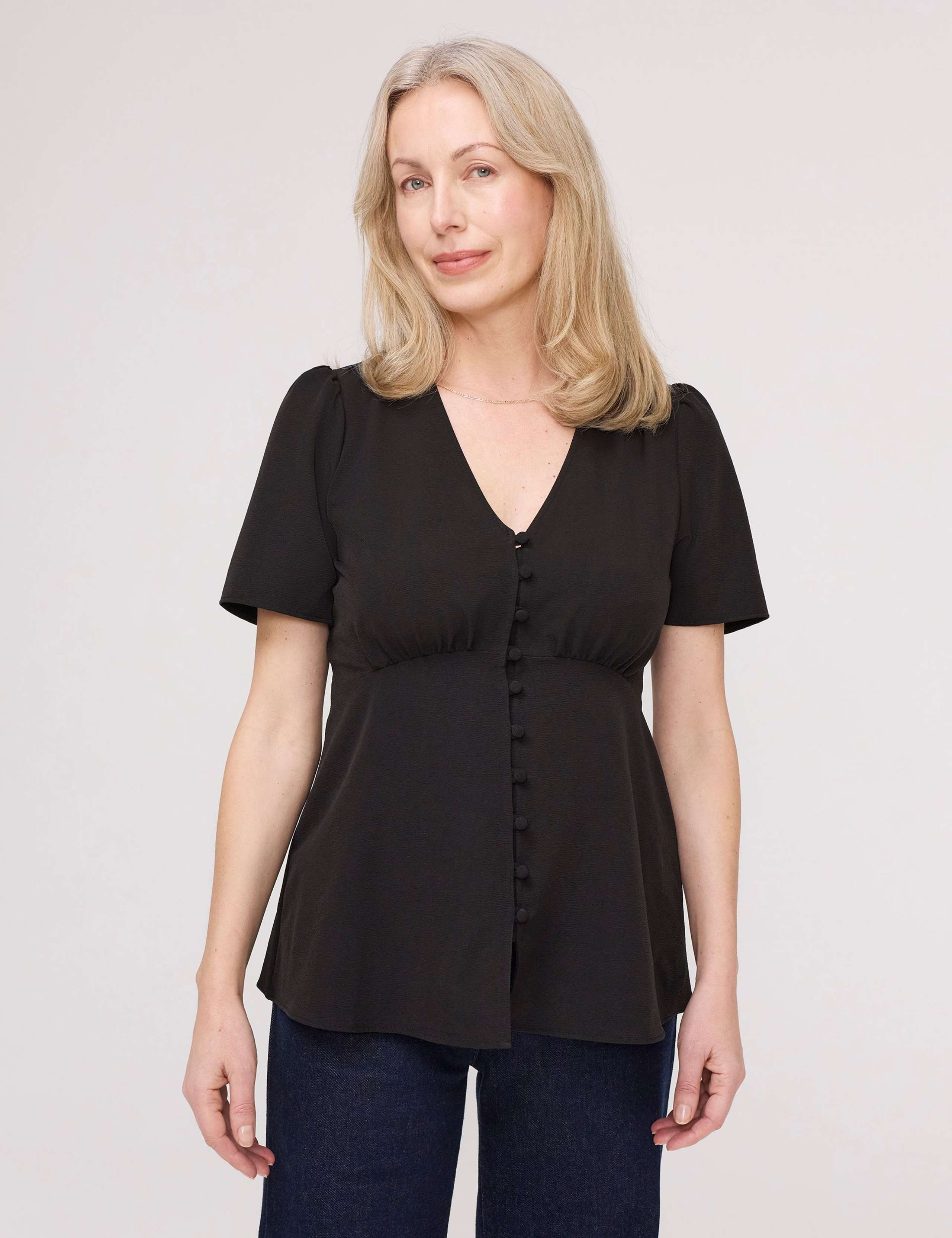 V-Neck Button-Through Top 1 of 5