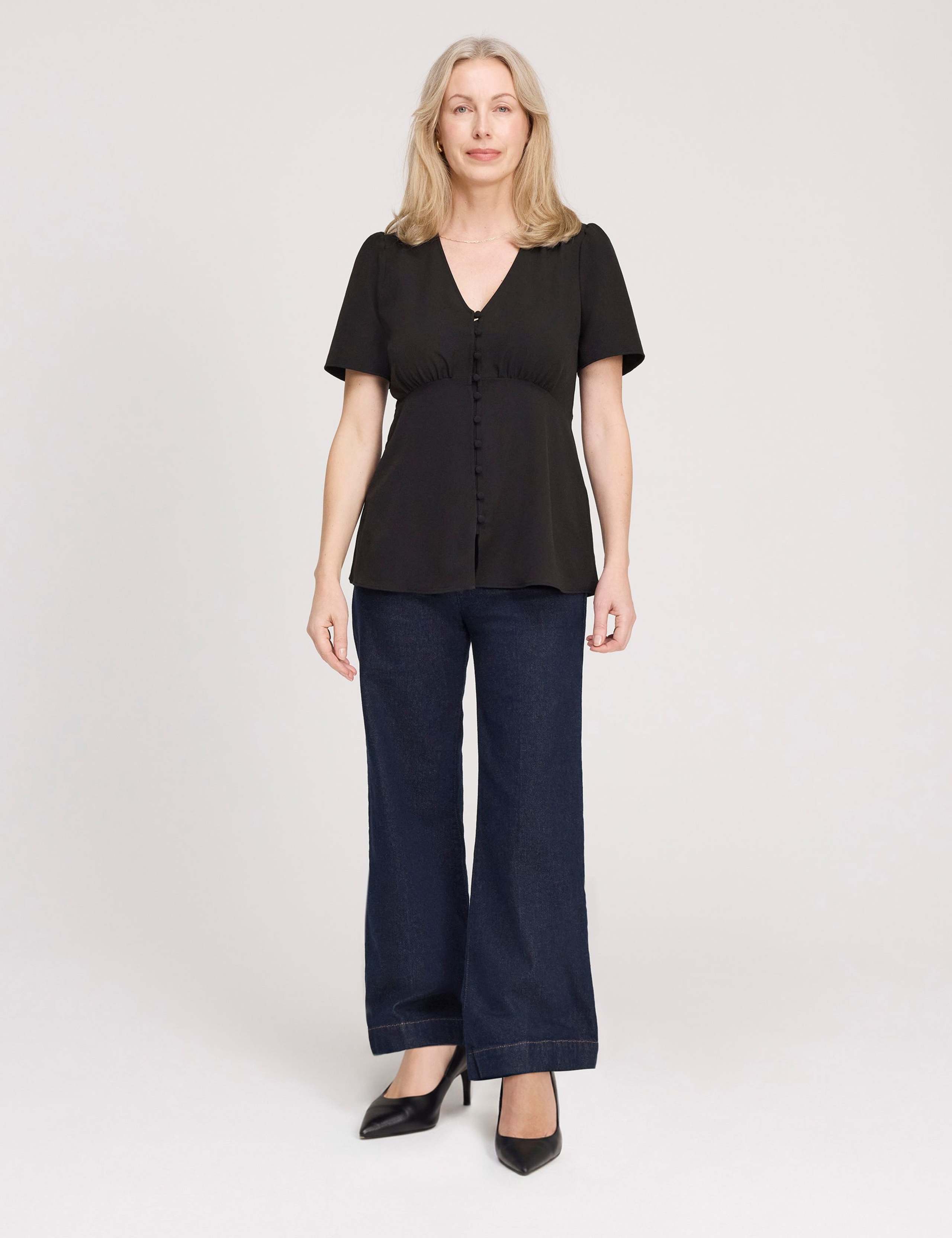 V-Neck Button-Through Top 2 of 5