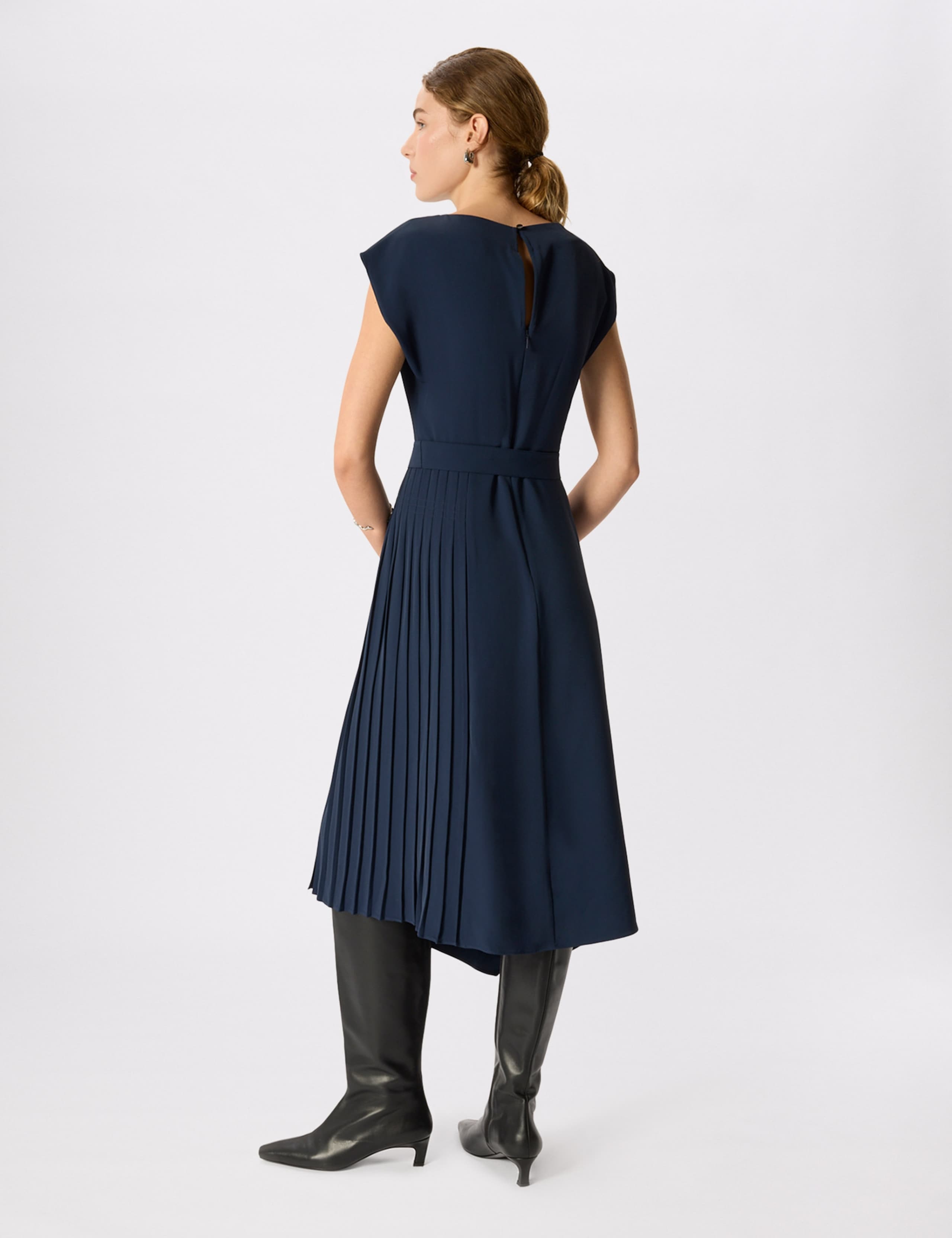 Pleat Detail Belted Asymmetric Dress 5 of 7
