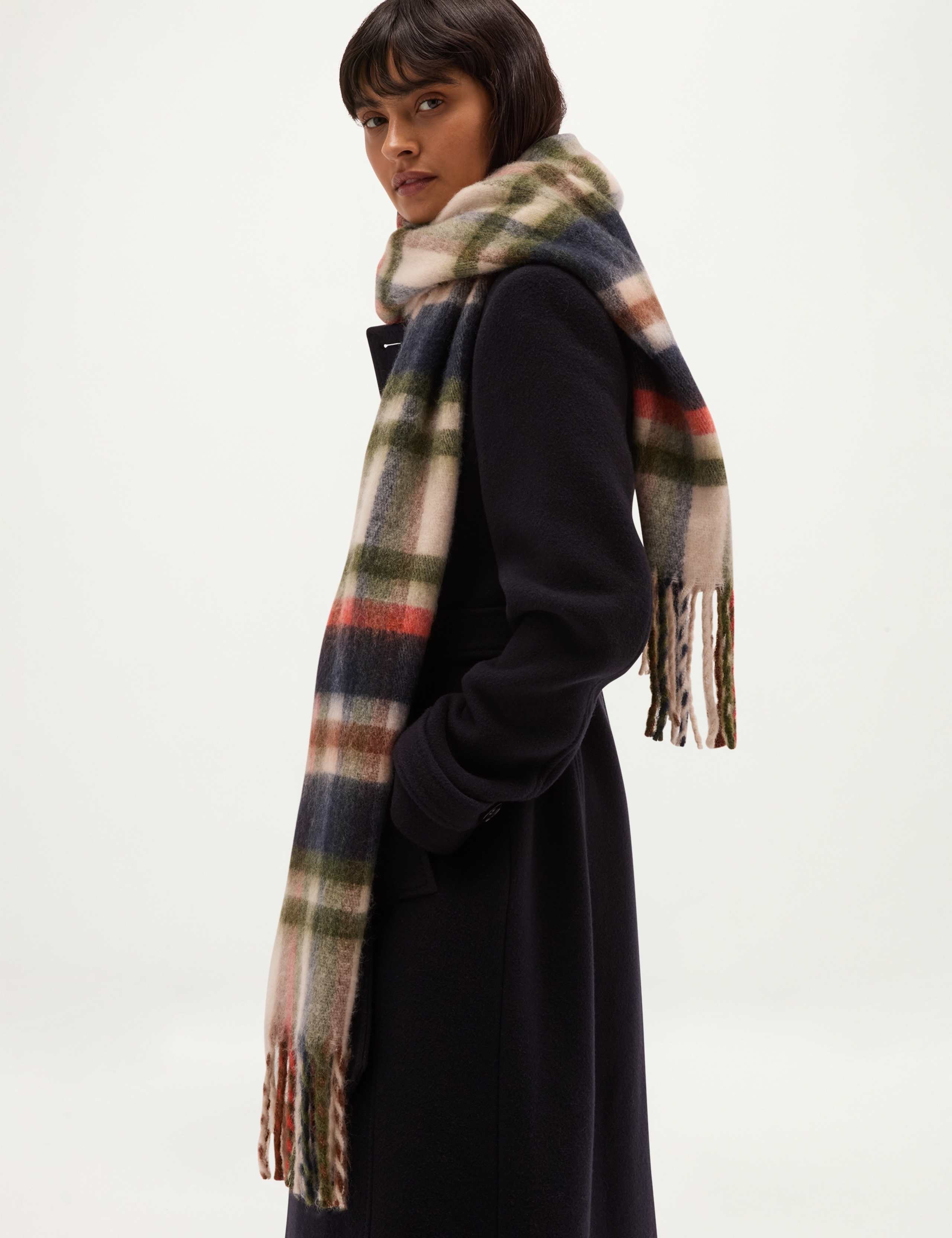 Checked Brushed Tassel Scarf 5 of 5