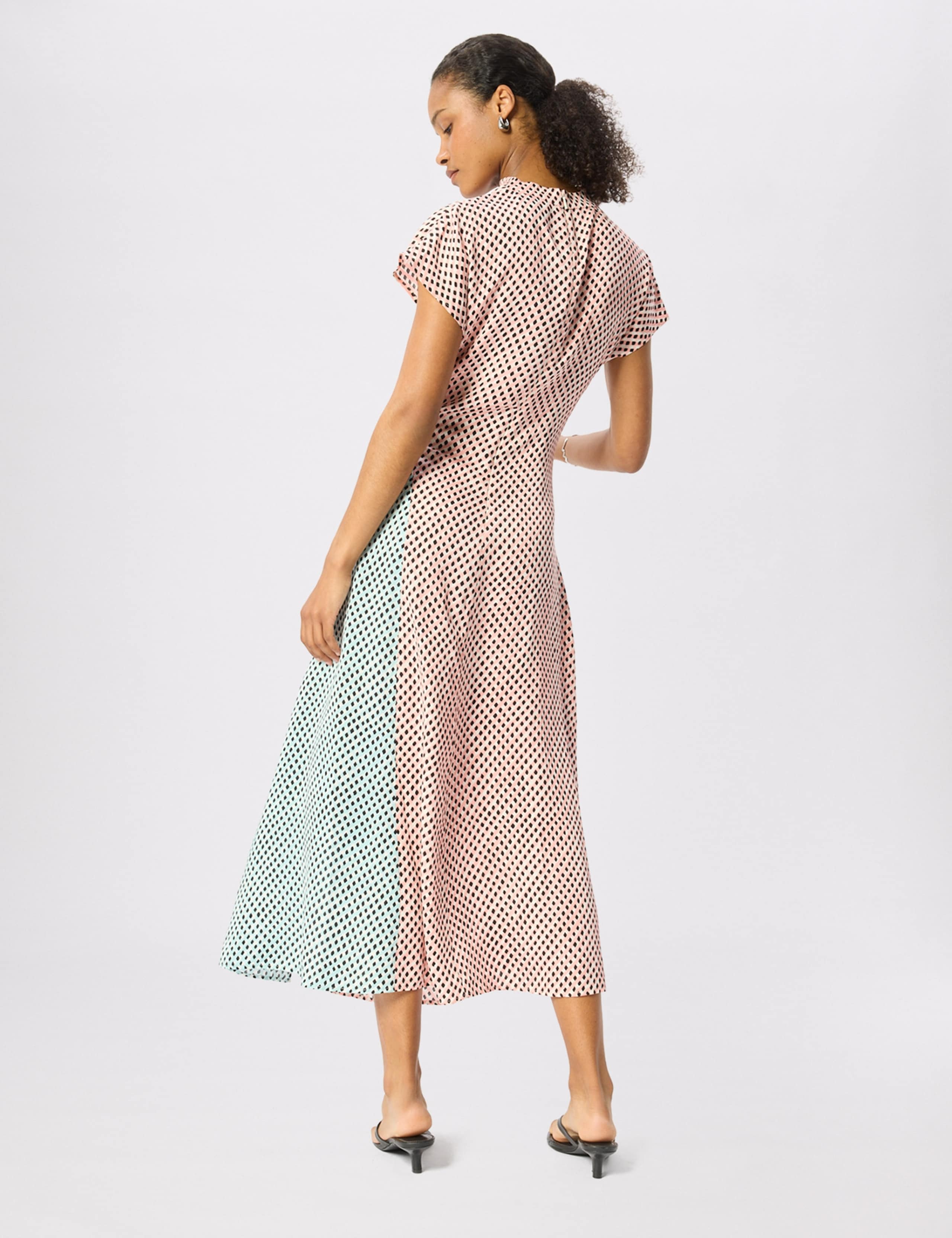 Geometric Checked Cowl Neck Midi Column Dress 5 of 7