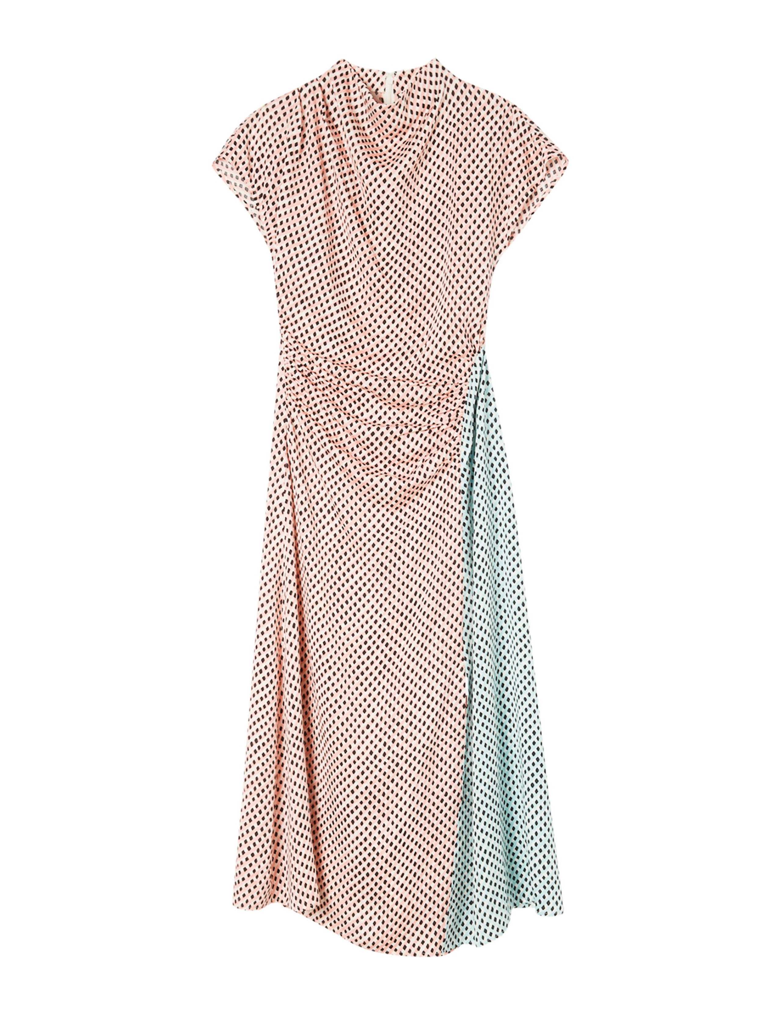 Geometric Checked Cowl Neck Midi Column Dress 2 of 7
