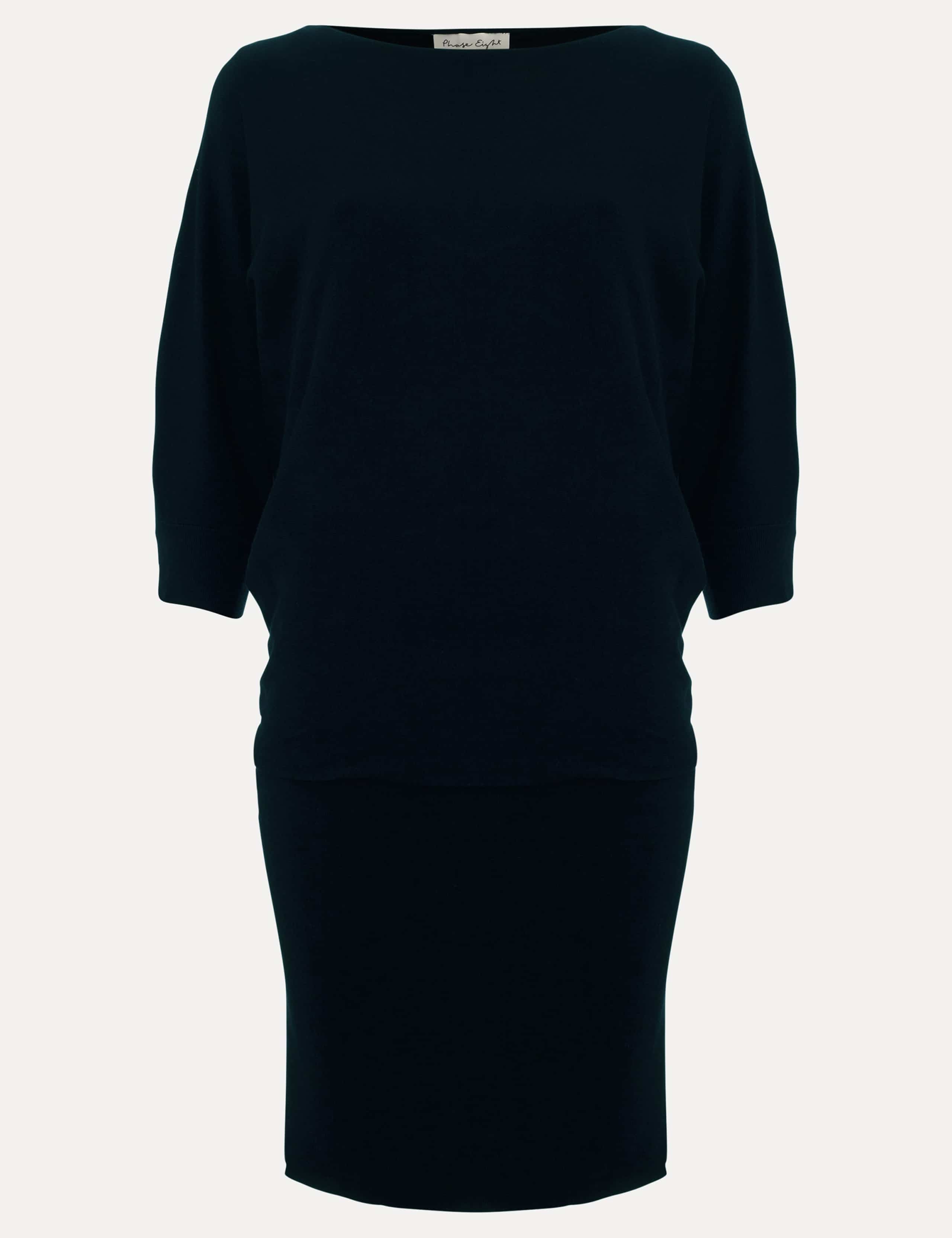 Batwing Sleeve Slash Neck Knitted Mini Dress 2 of 7