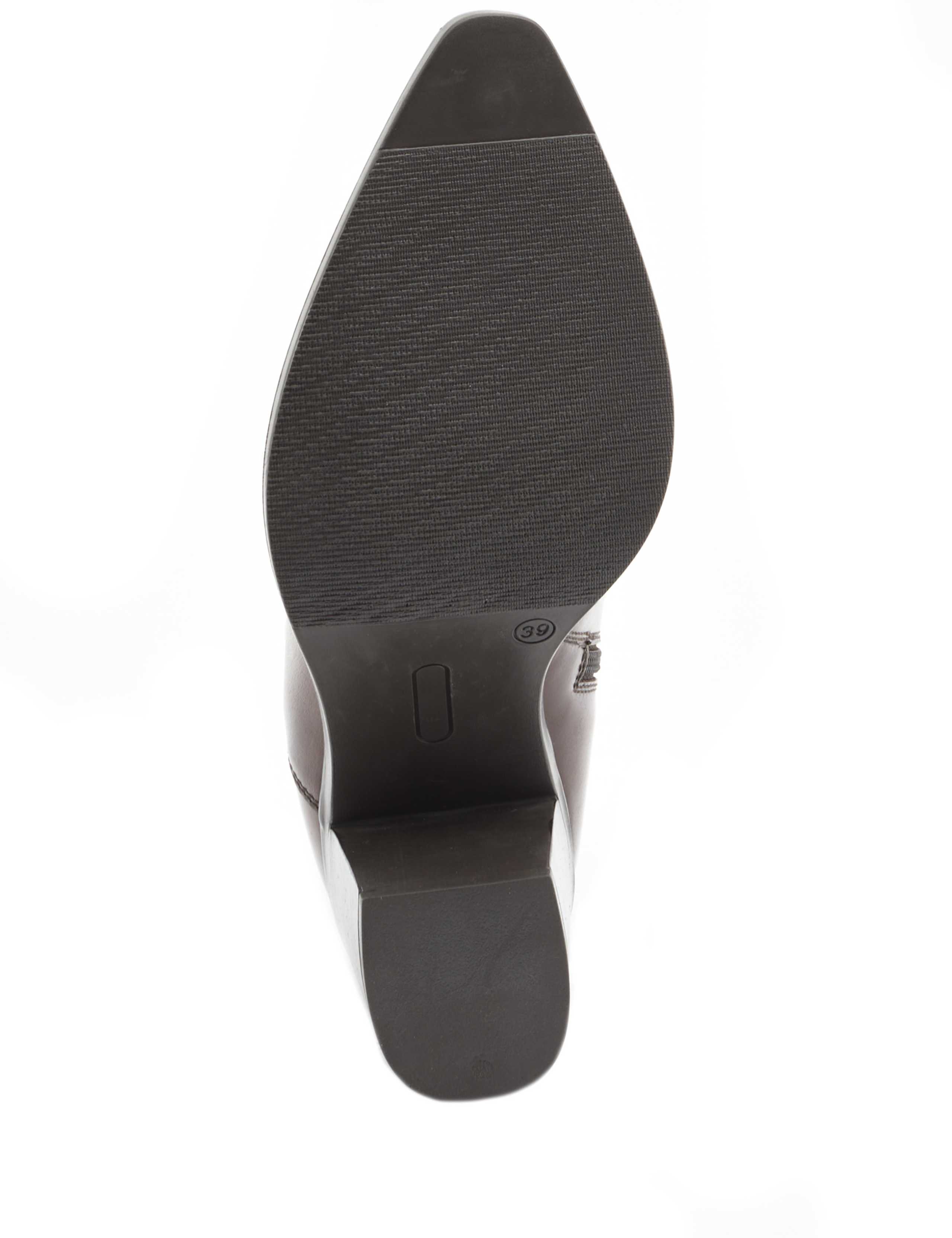 Leather Block Heel Pointed Ankle Boots 7 of 7