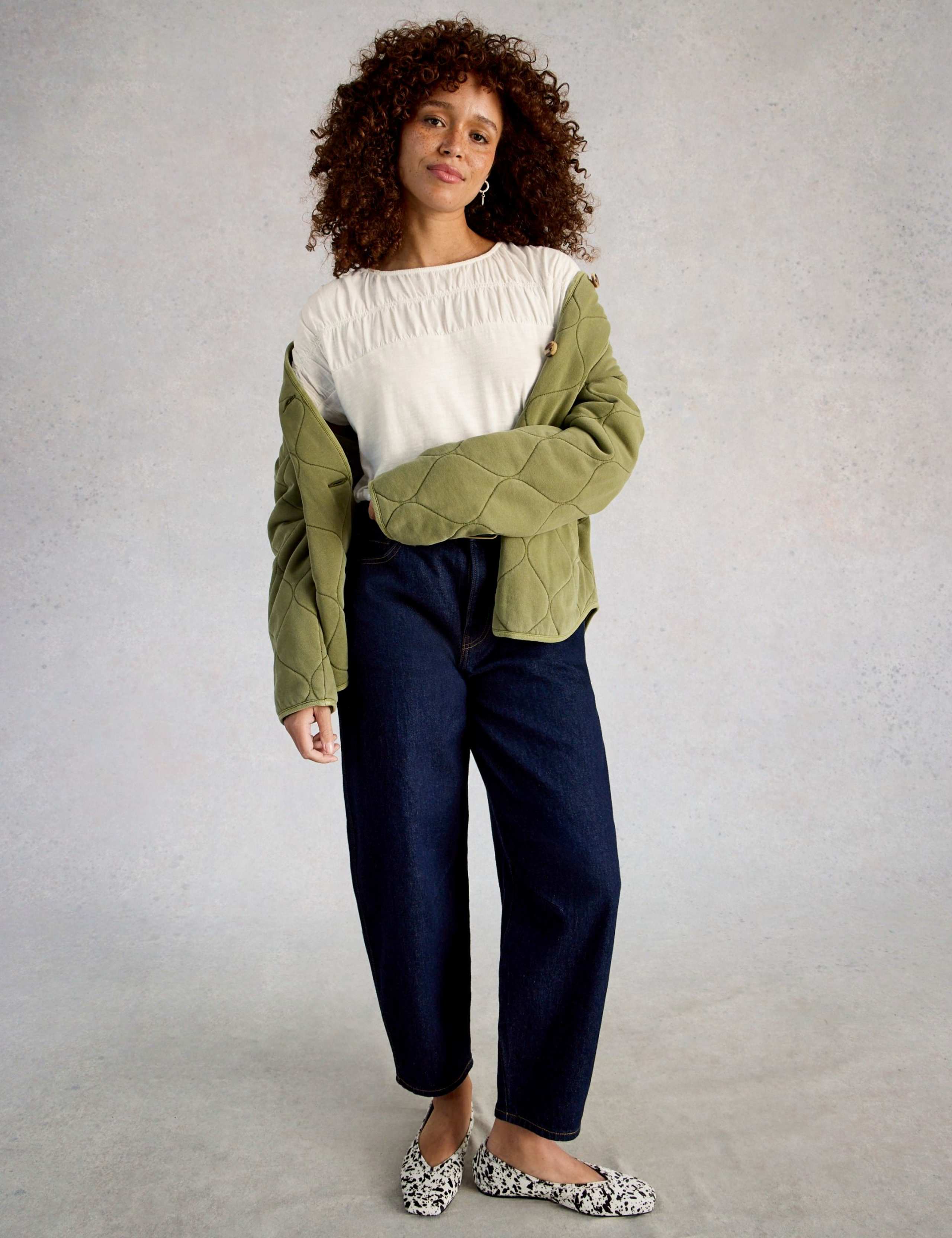 Pure Cotton Ruched Crew Neck T-Shirt 3 of 6