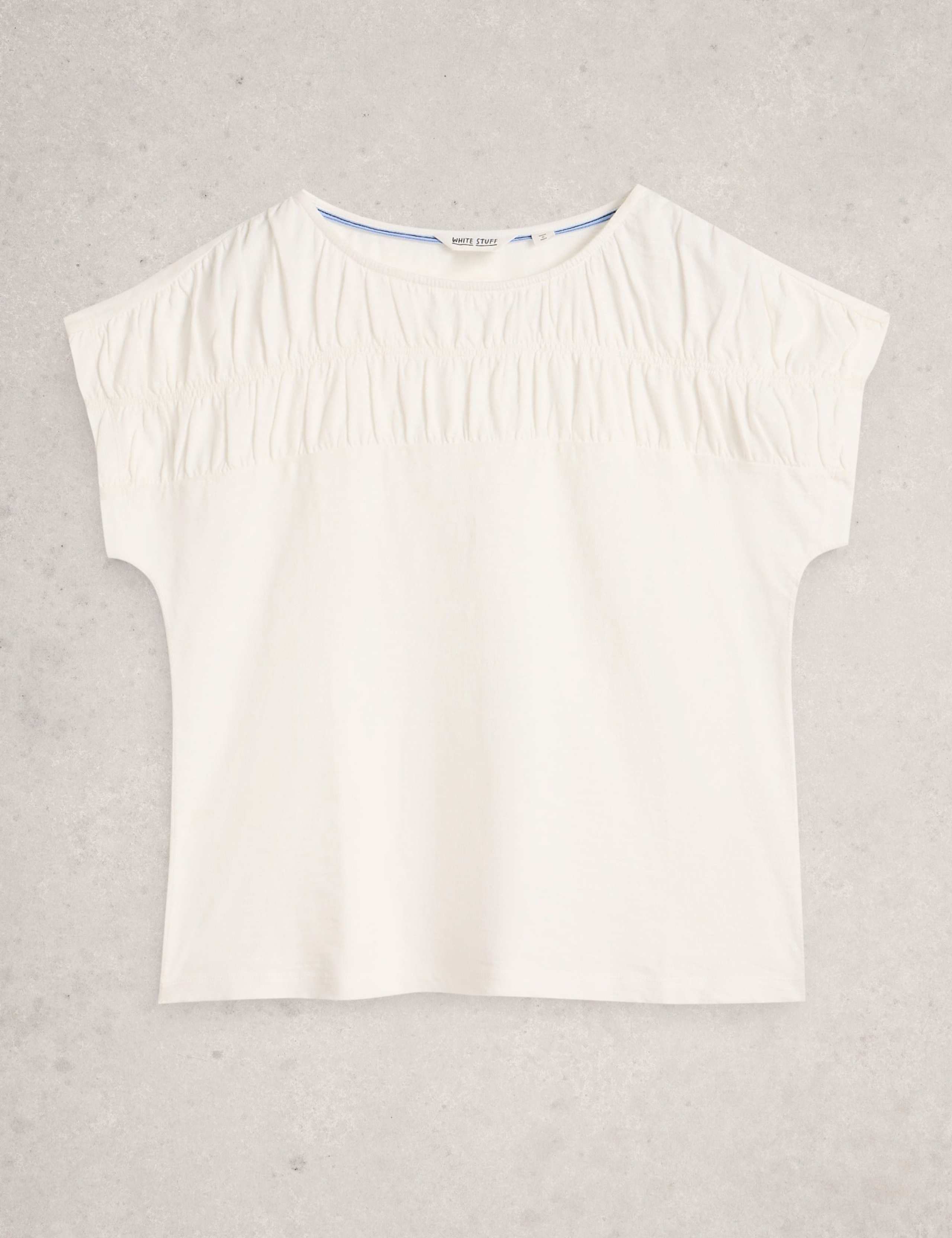 Pure Cotton Ruched Crew Neck T-Shirt 2 of 6