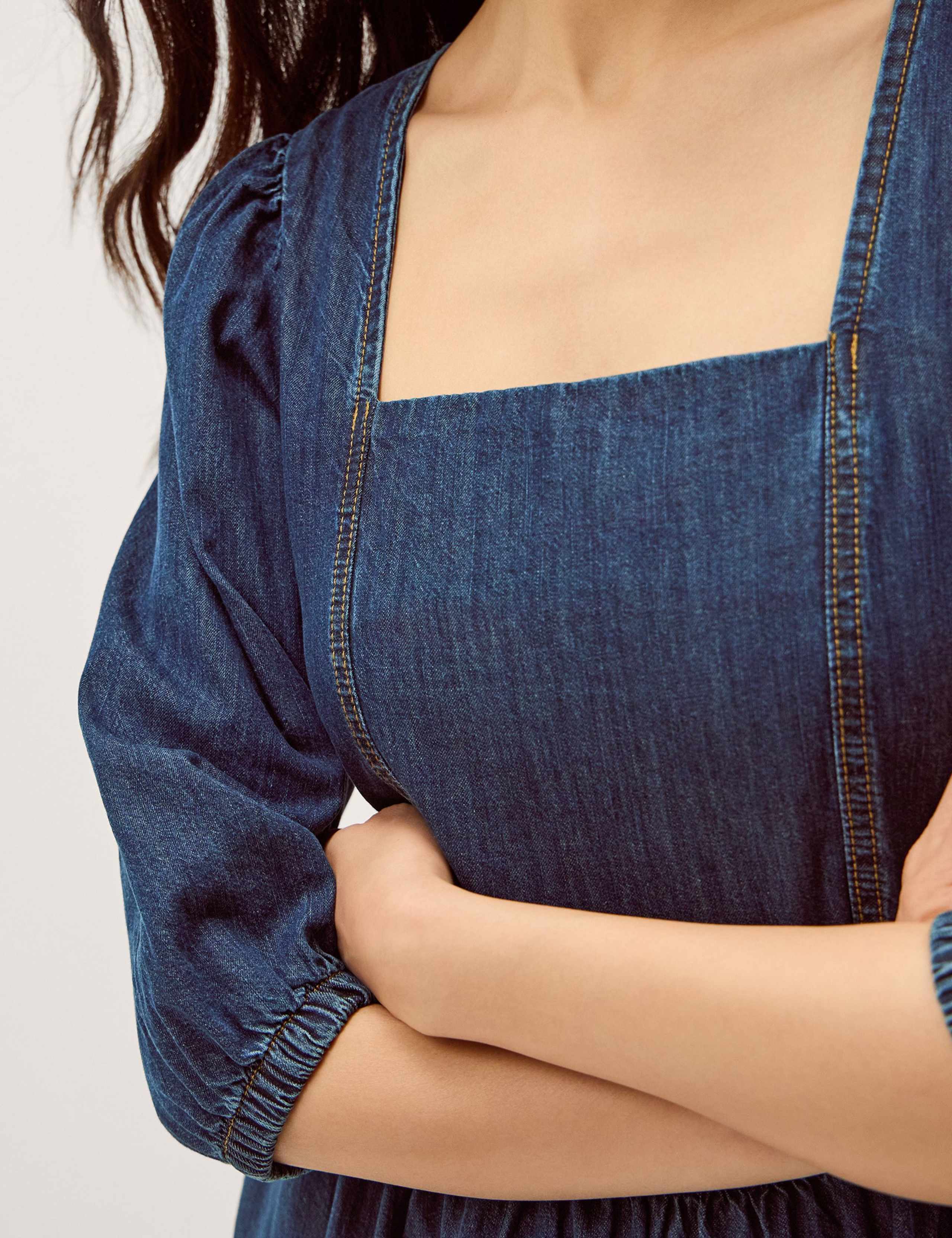 Denim Square Neck Midi Skater Dress 6 of 6