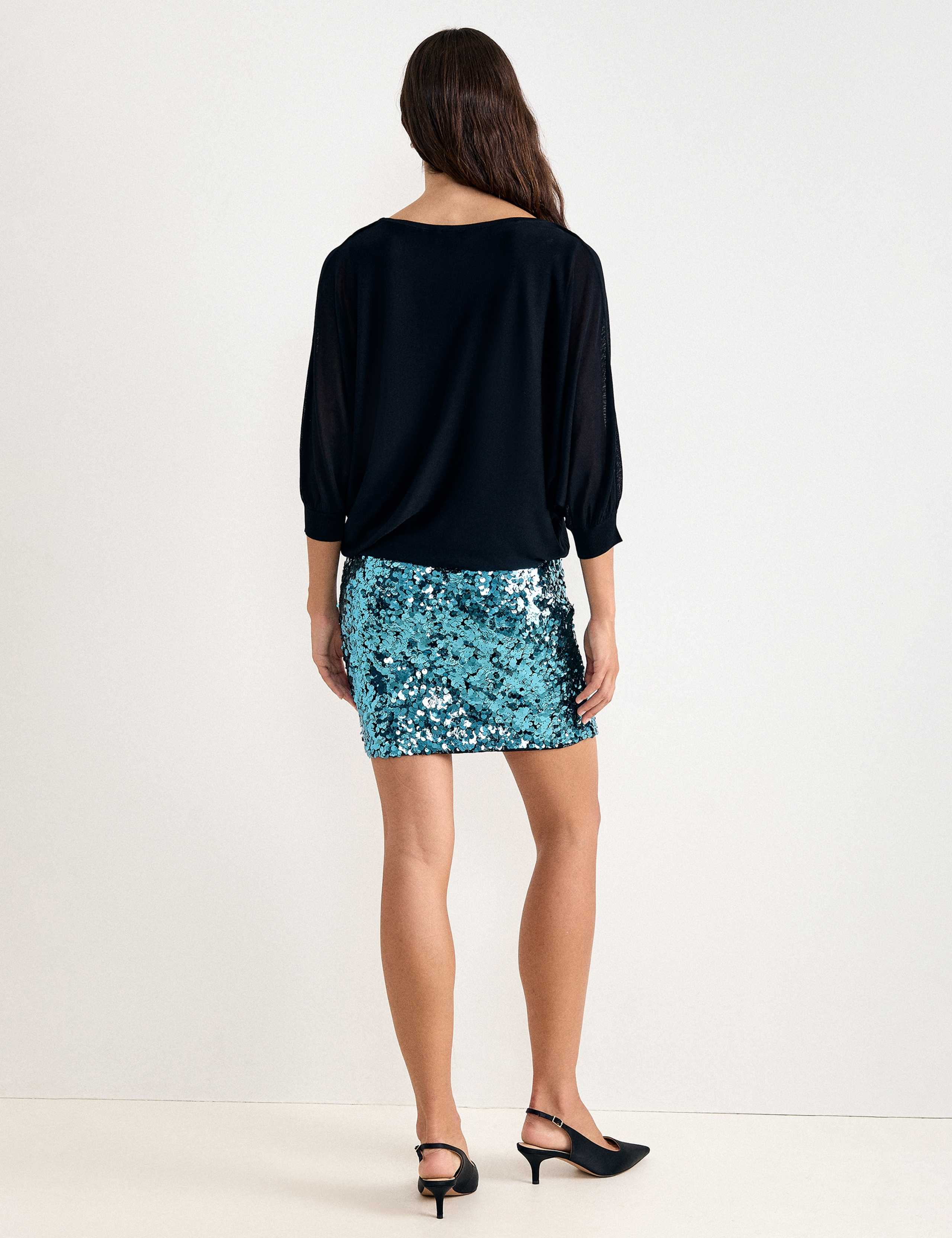 Sequin Batwing Mini Bodycon Dress 2 of 6