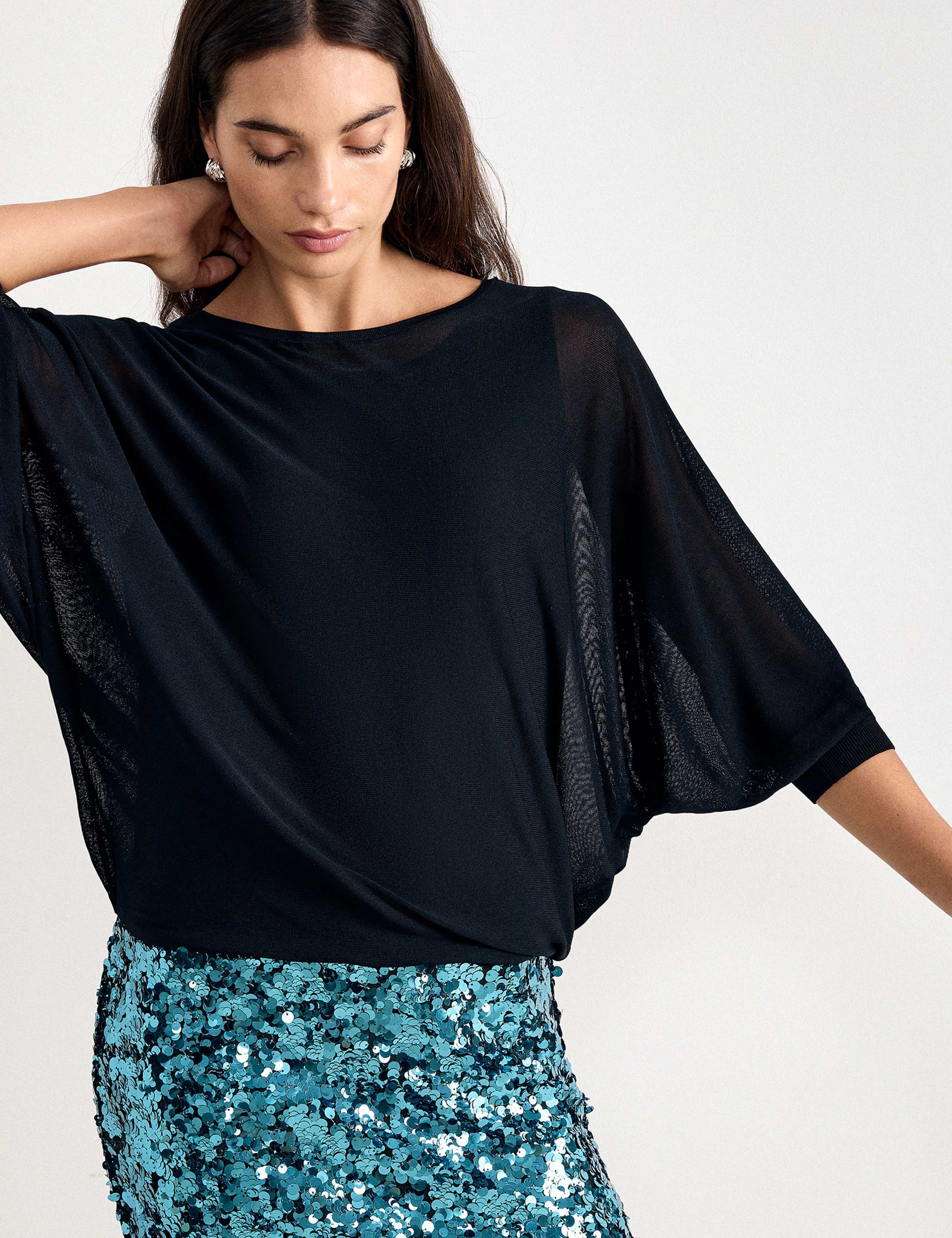 Sequin Batwing Mini Bodycon Dress 3 of 6
