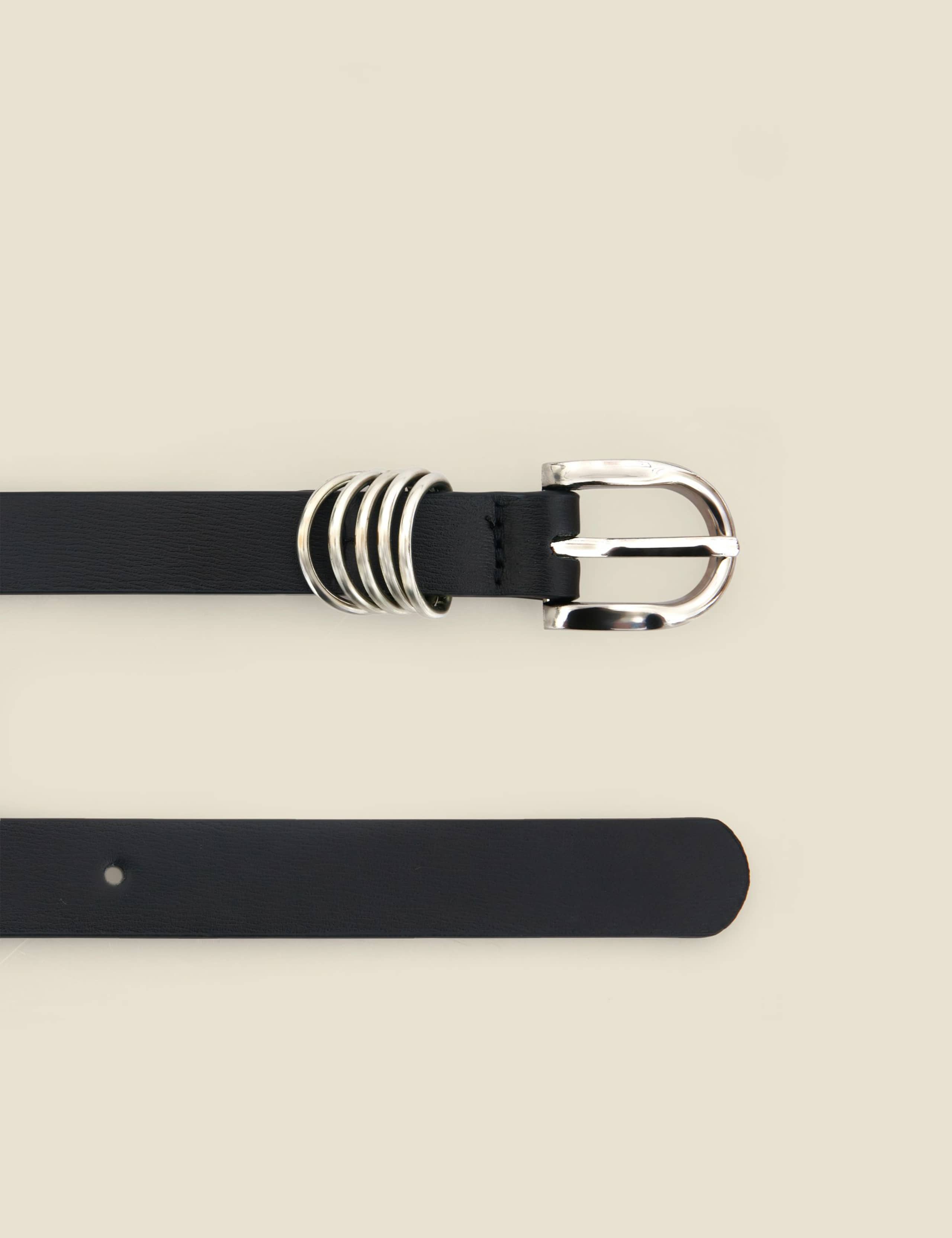 Leather Silver Hardware Slim Belt 5 of 6