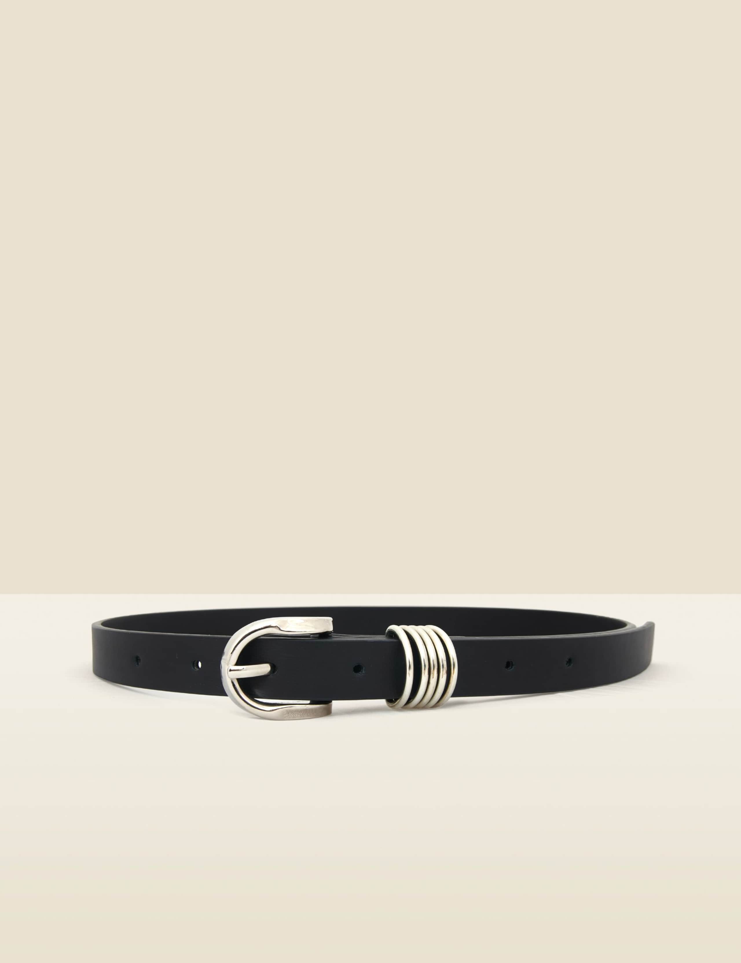 Leather Silver Hardware Slim Belt 6 of 6