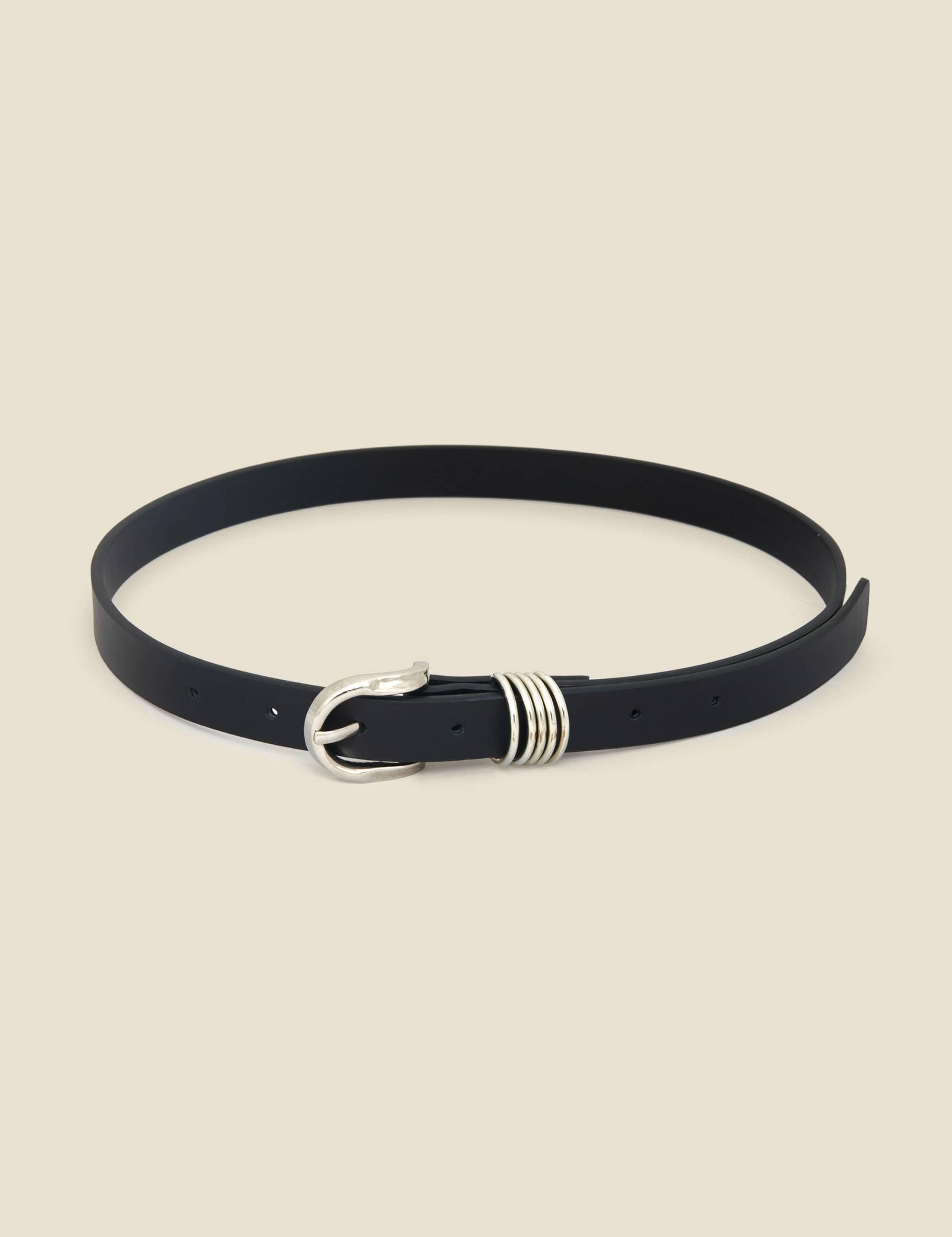 Leather Silver Hardware Slim Belt 2 of 6