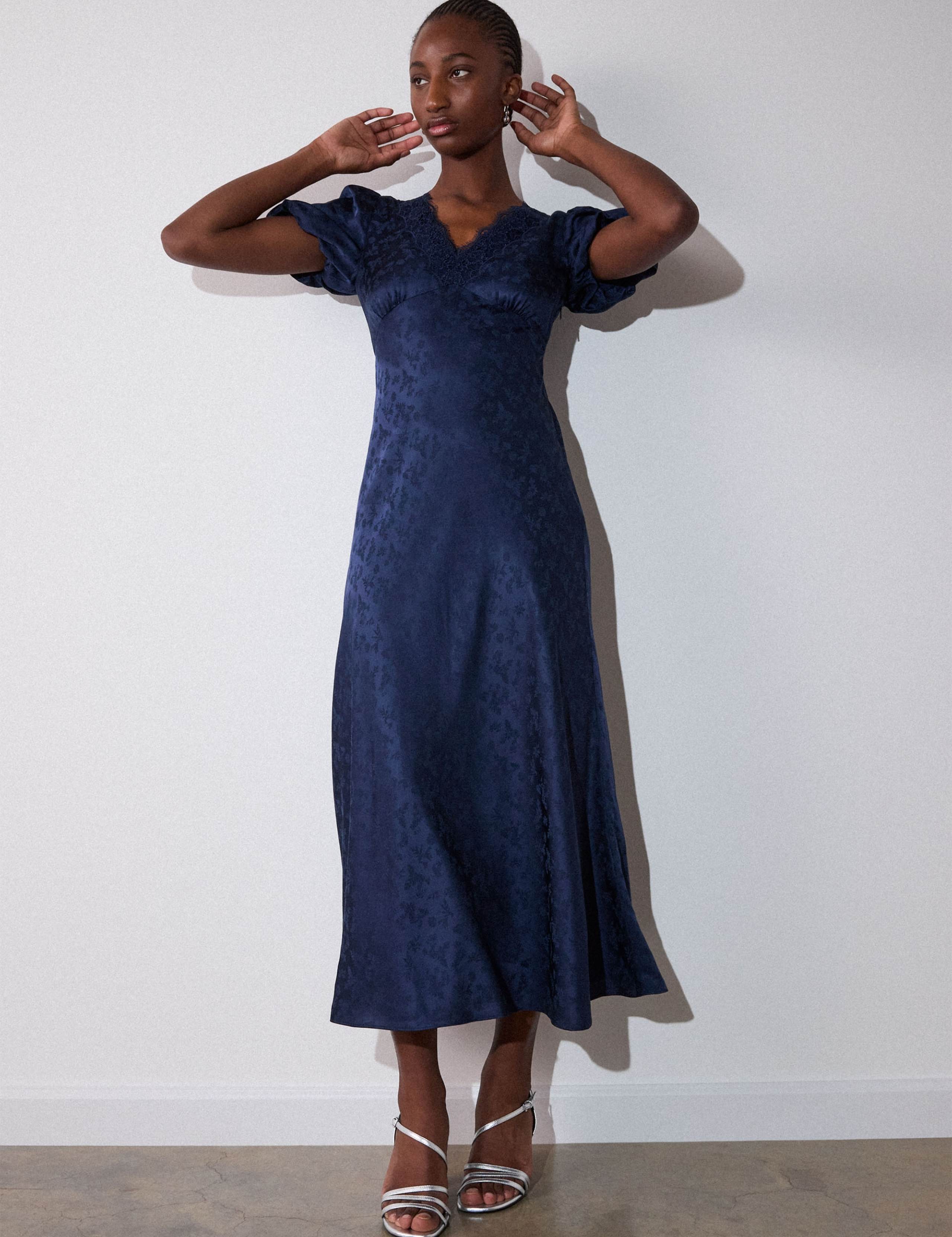 Lyocell Blend V-Neck Midi Tea Dress 4 of 6