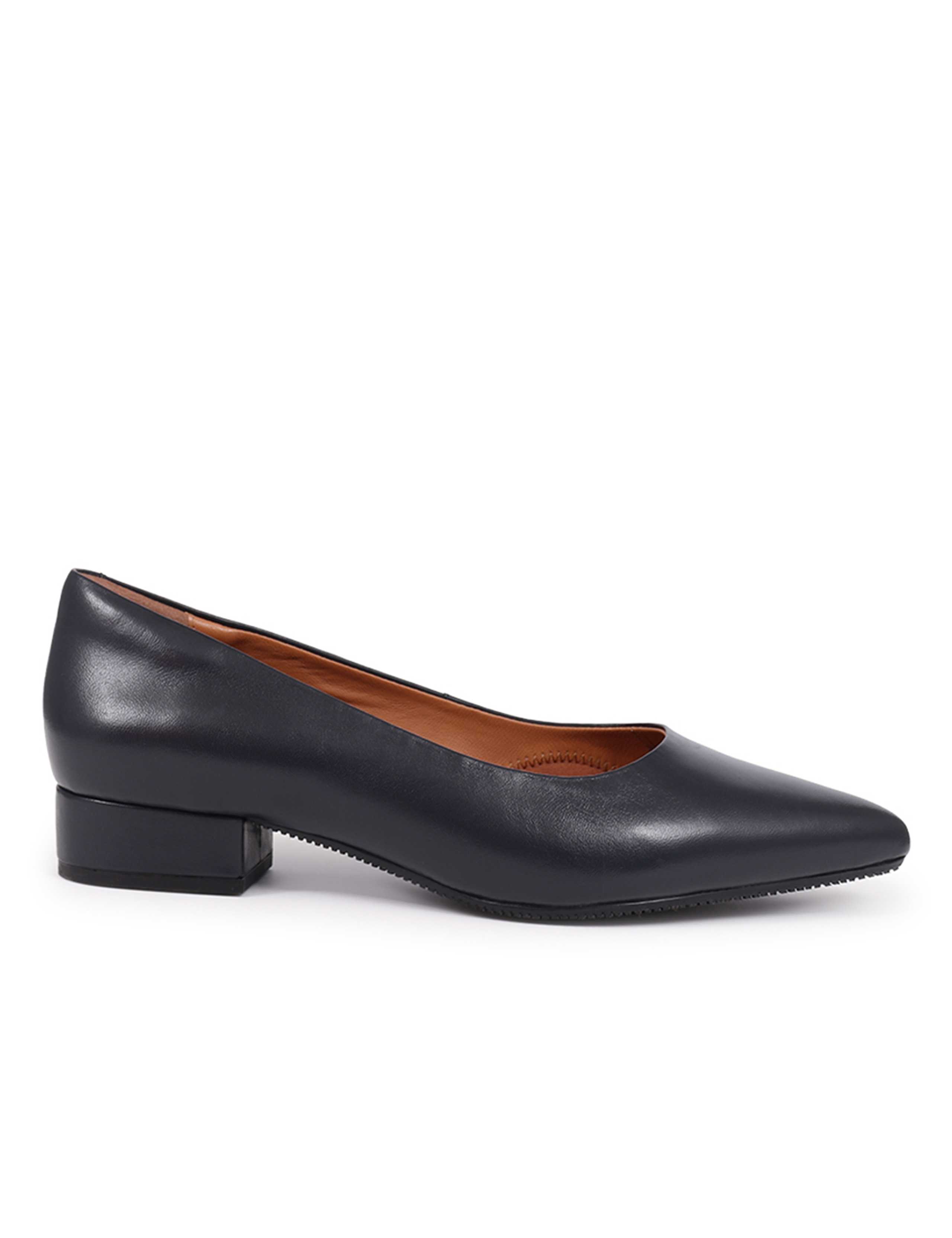 Wide Fit Leather Block Heel Court Shoes 3 of 7