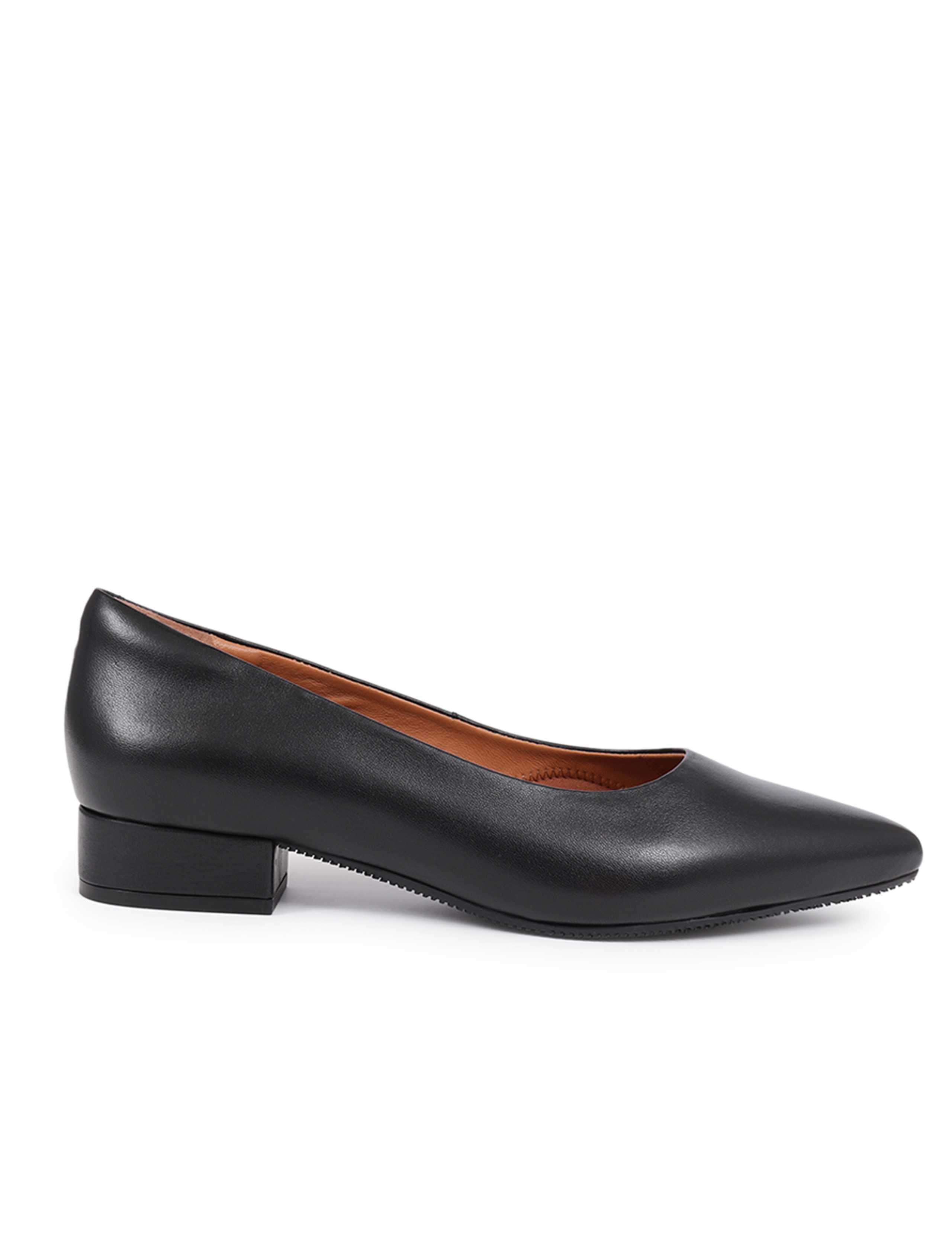 Wide Fit Leather Block Heel Court Shoes 3 of 7