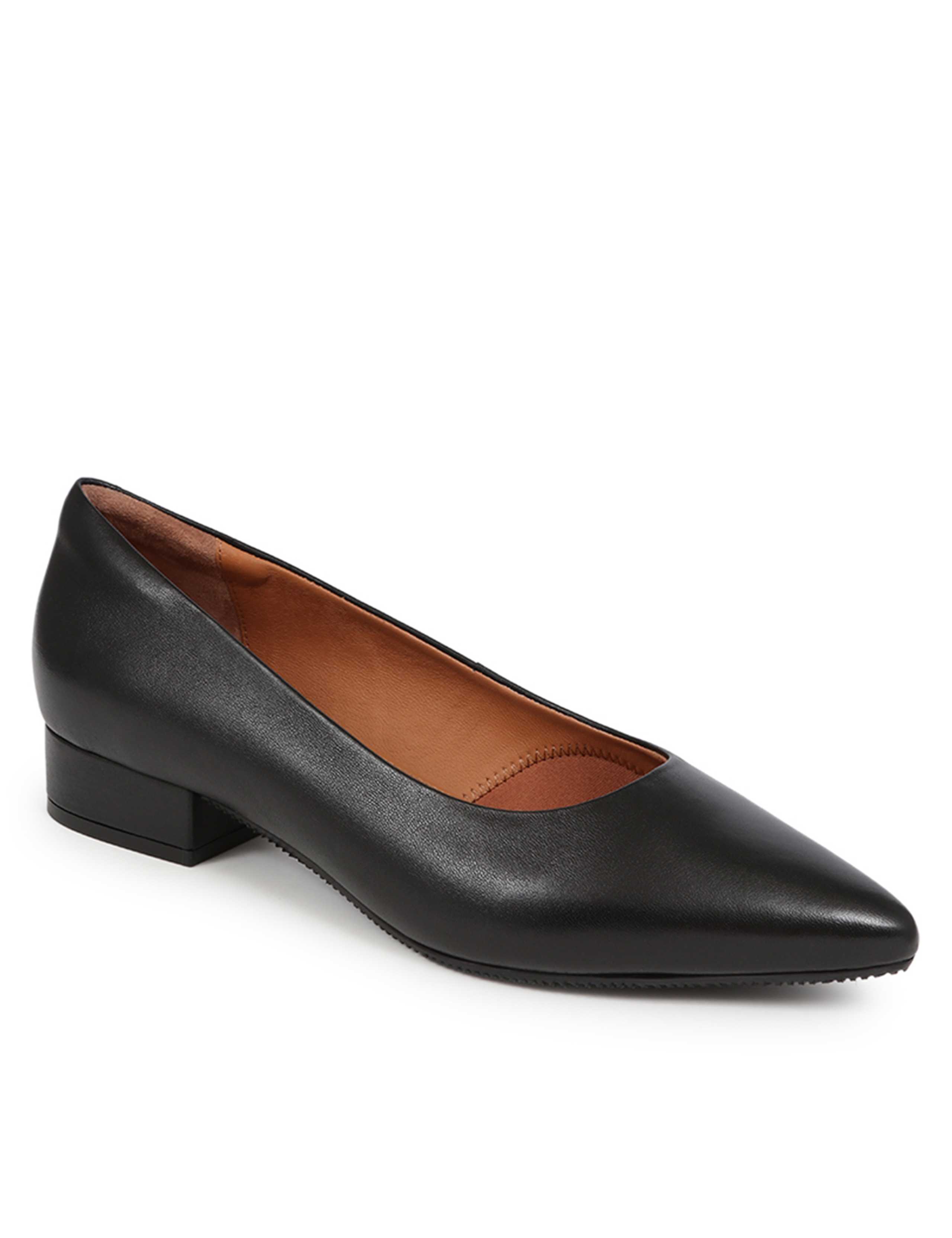 Wide Fit Leather Block Heel Court Shoes 4 of 7
