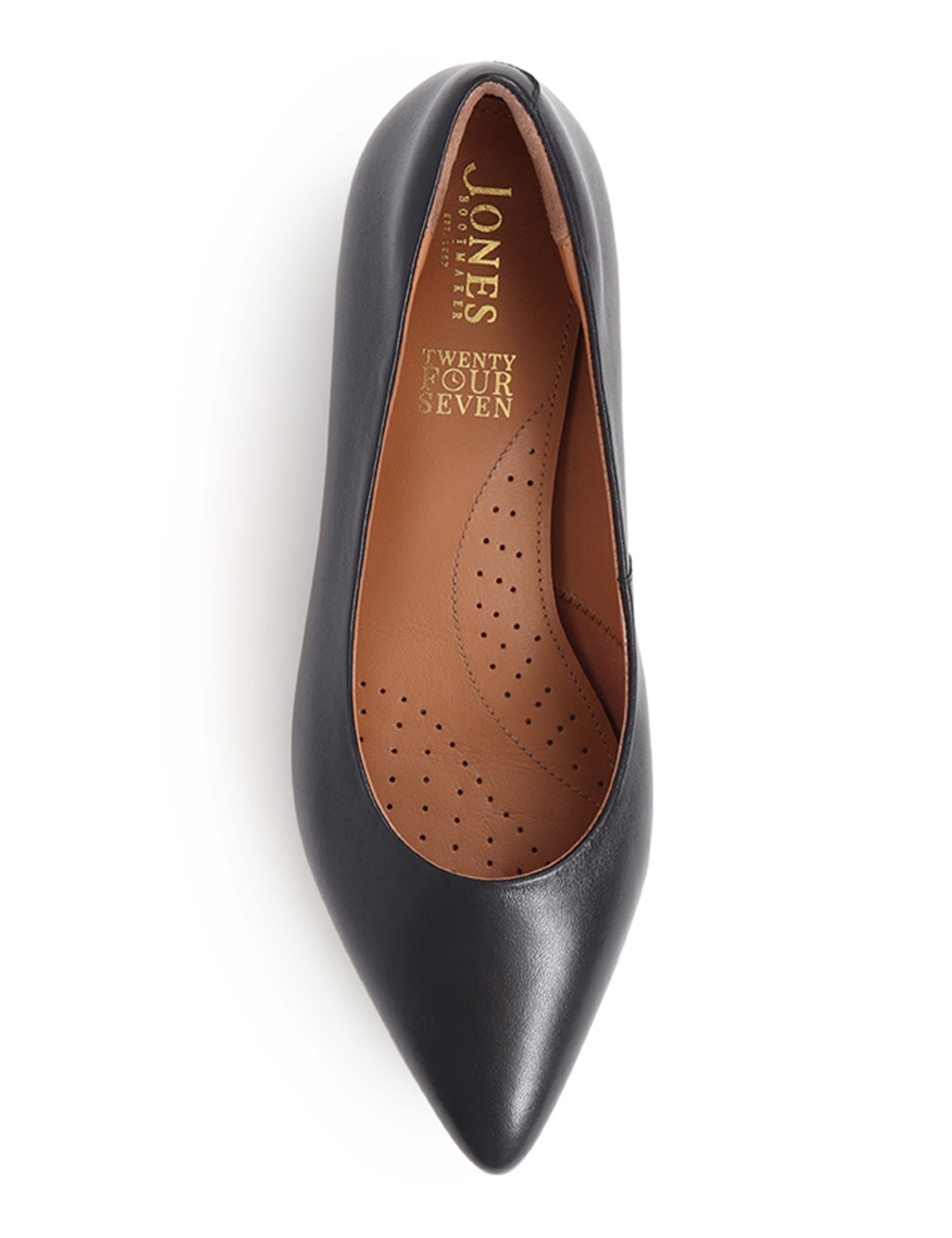 Wide Fit Leather Block Heel Court Shoes 5 of 7