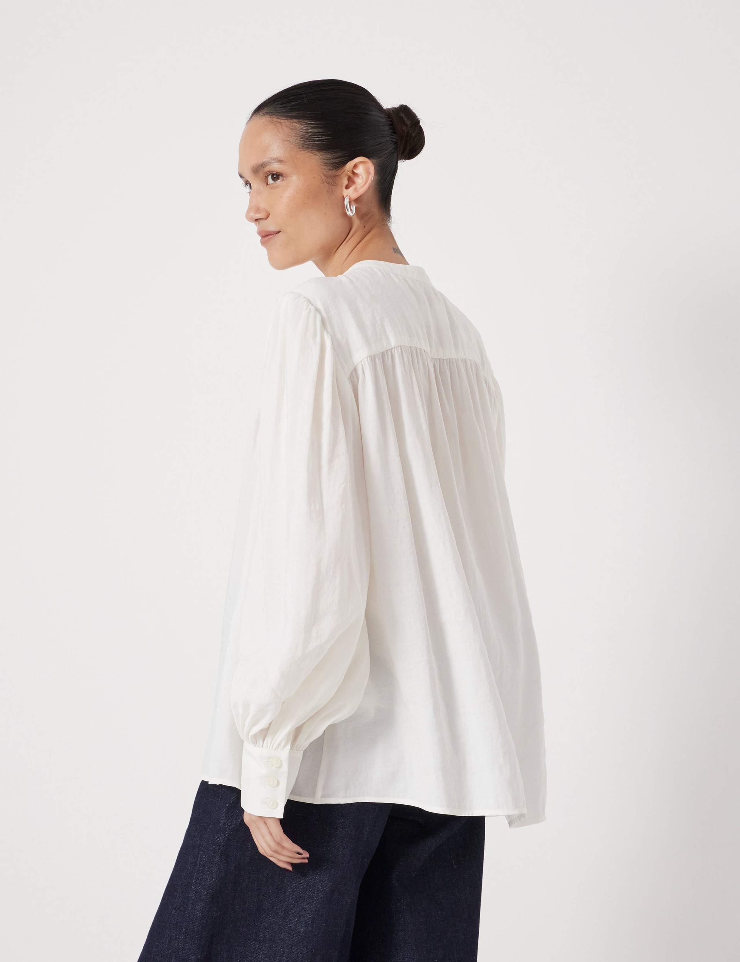 Modal Rich Relaxed Puff Sleeve Blouse 4 of 4