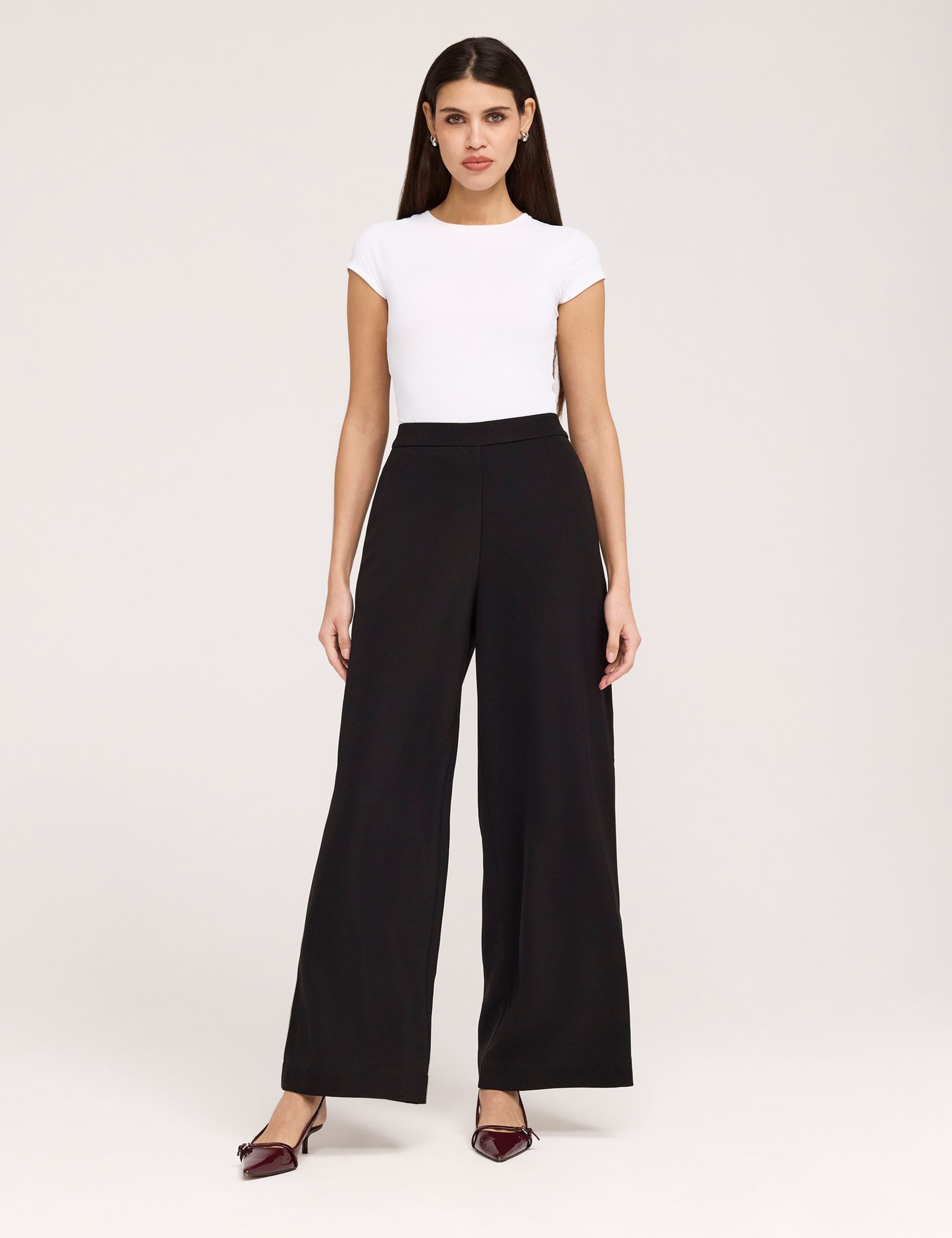 Twill Elasticated Waist Wide Leg Trousers 1 of 5