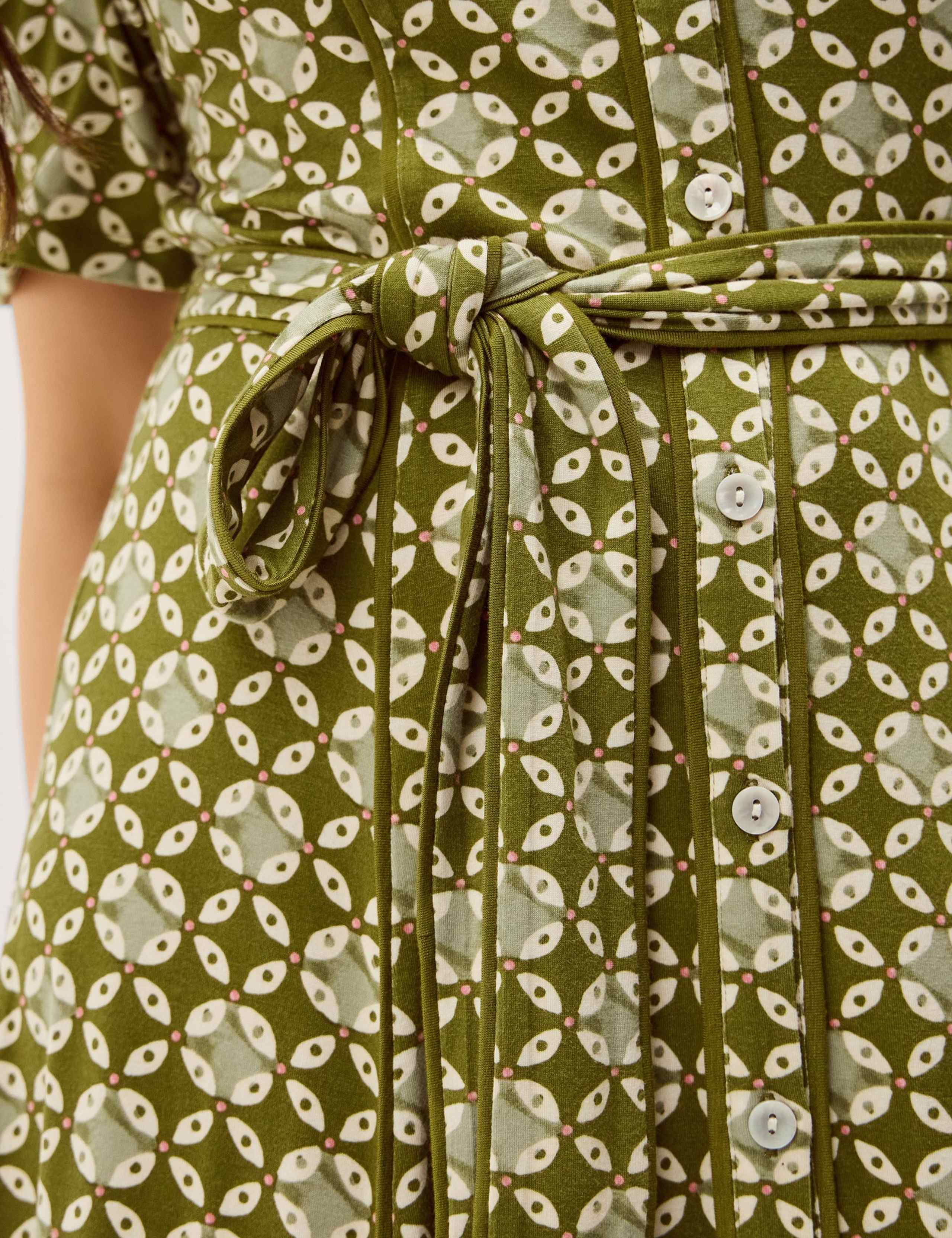 Jersey Geometric Belted Midi Shirt Dress 6 of 6