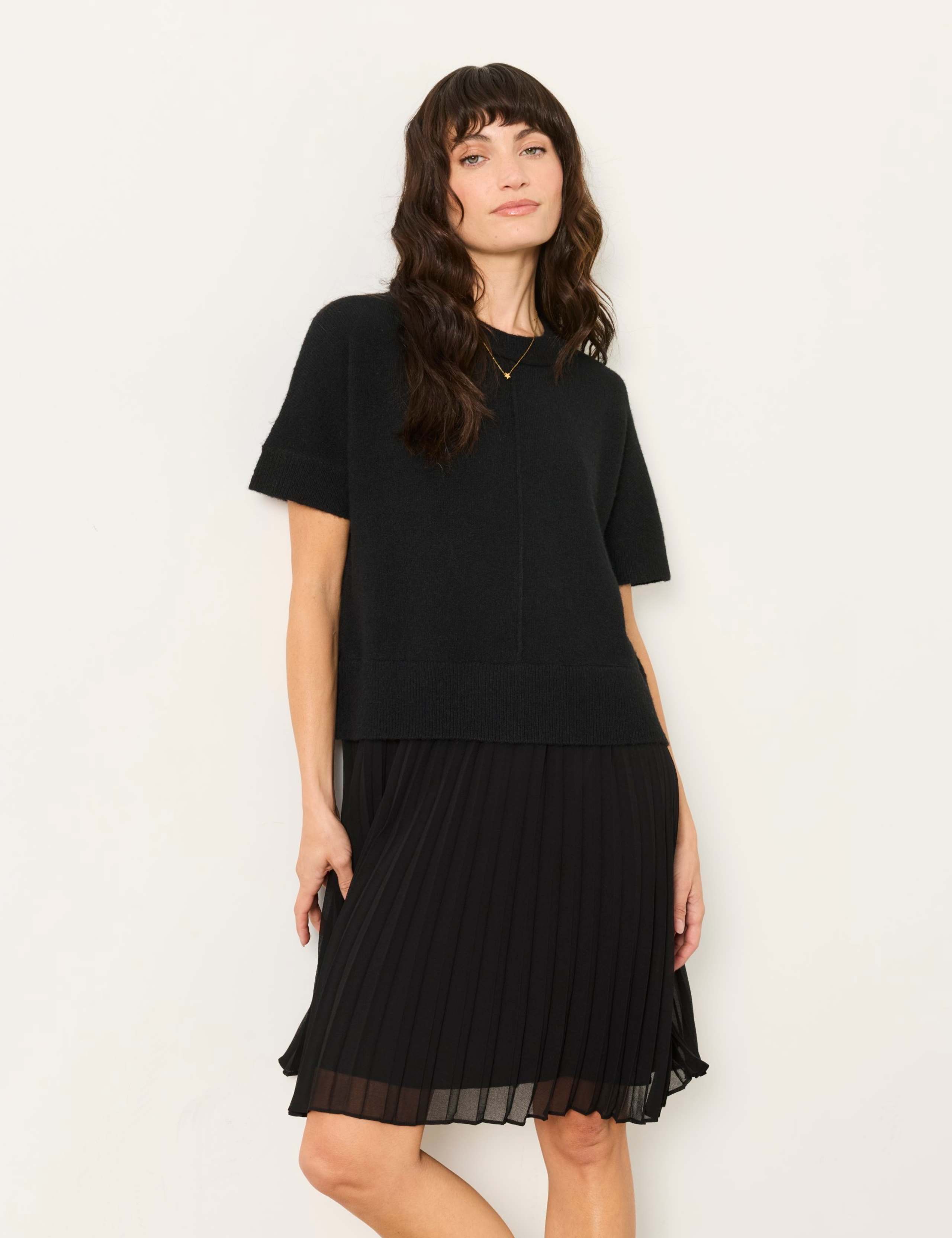 Plisse Midi Jumper Dress with Wool 3 of 6