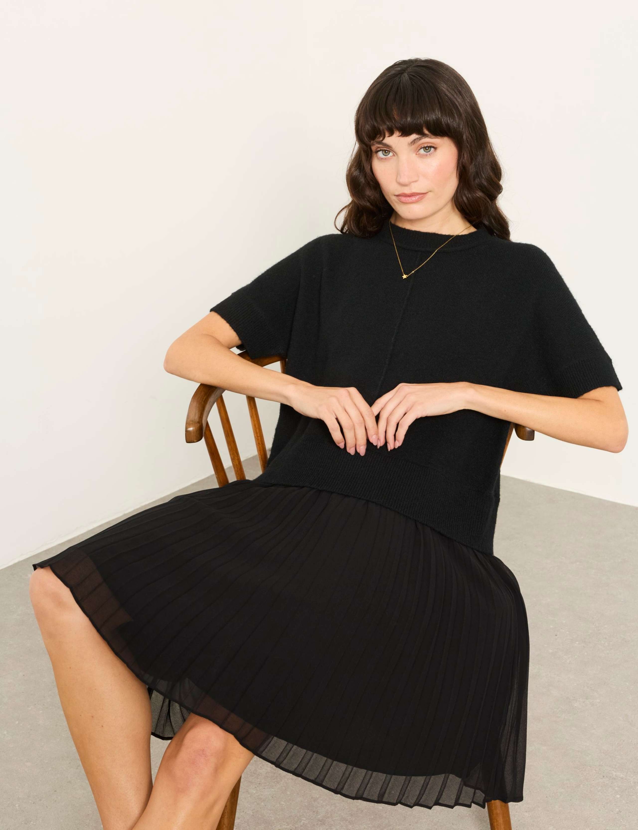 Plisse Midi Jumper Dress with Wool 4 of 6