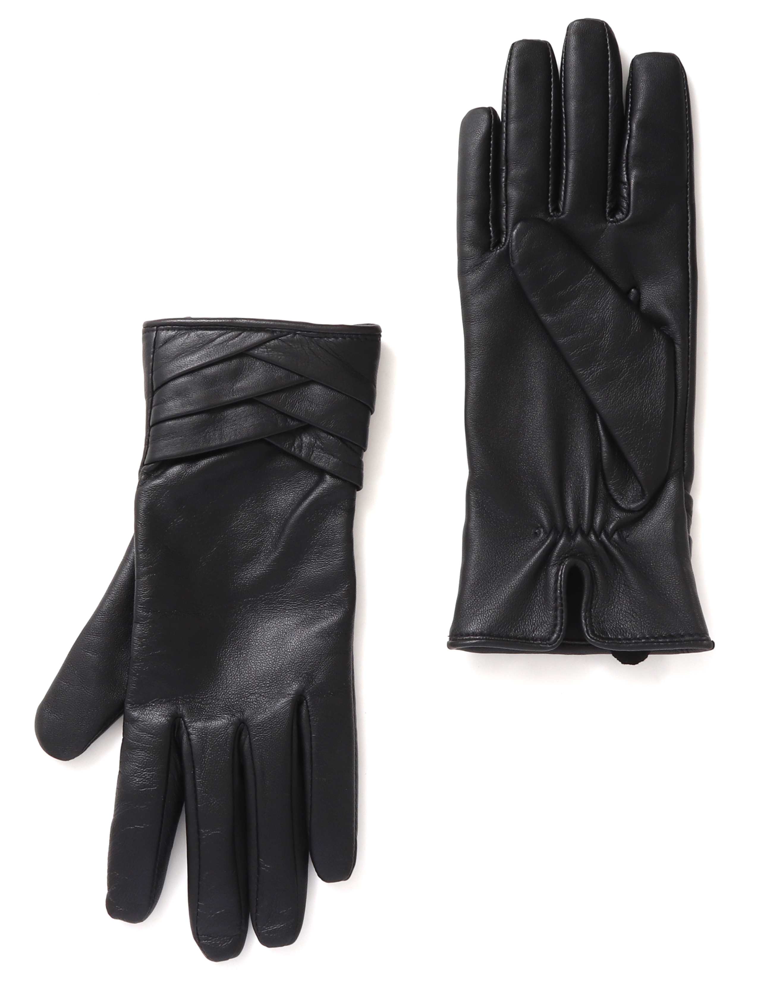 Leather Woven Detail Warm Lined Gloves 1 of 3