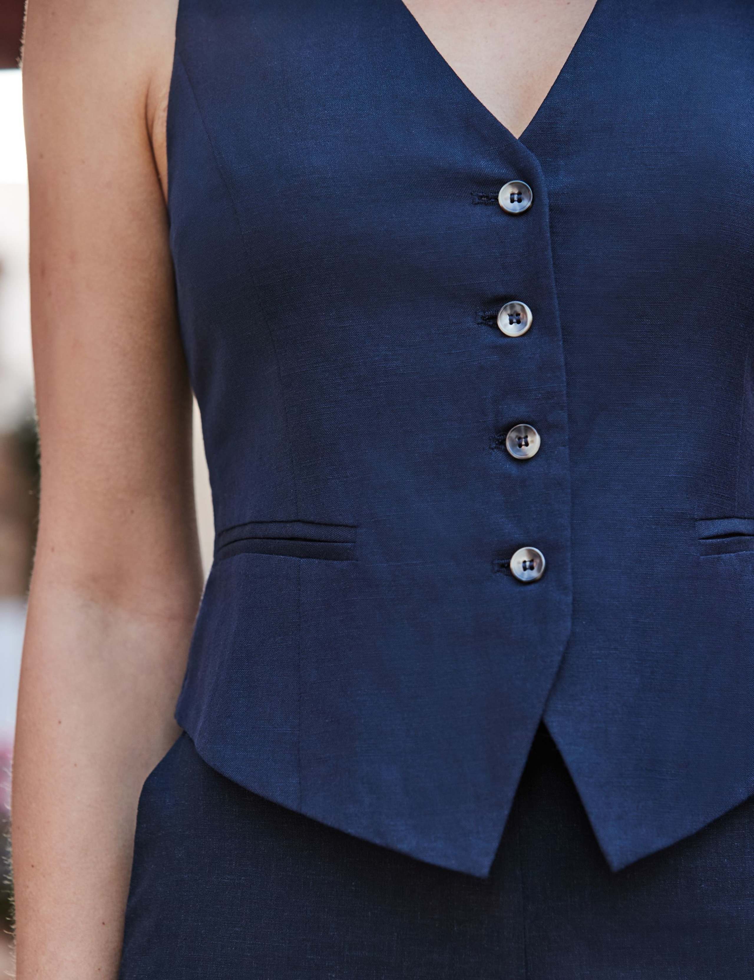 Linen Rich Slim Single Breasted Waistcoat 8 of 8