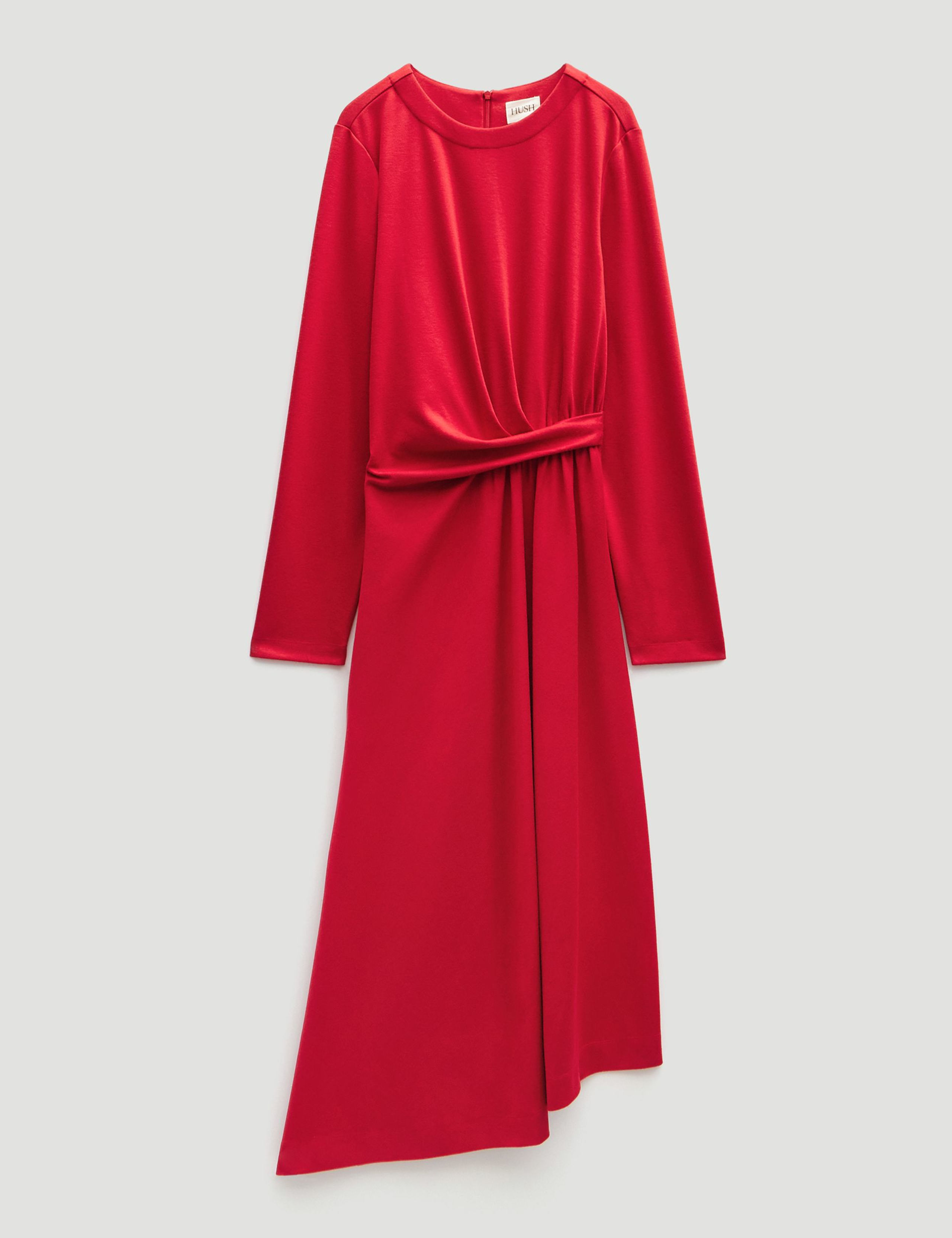 Jersey Asymmetric Hem Midi Waisted Dress 2 of 5