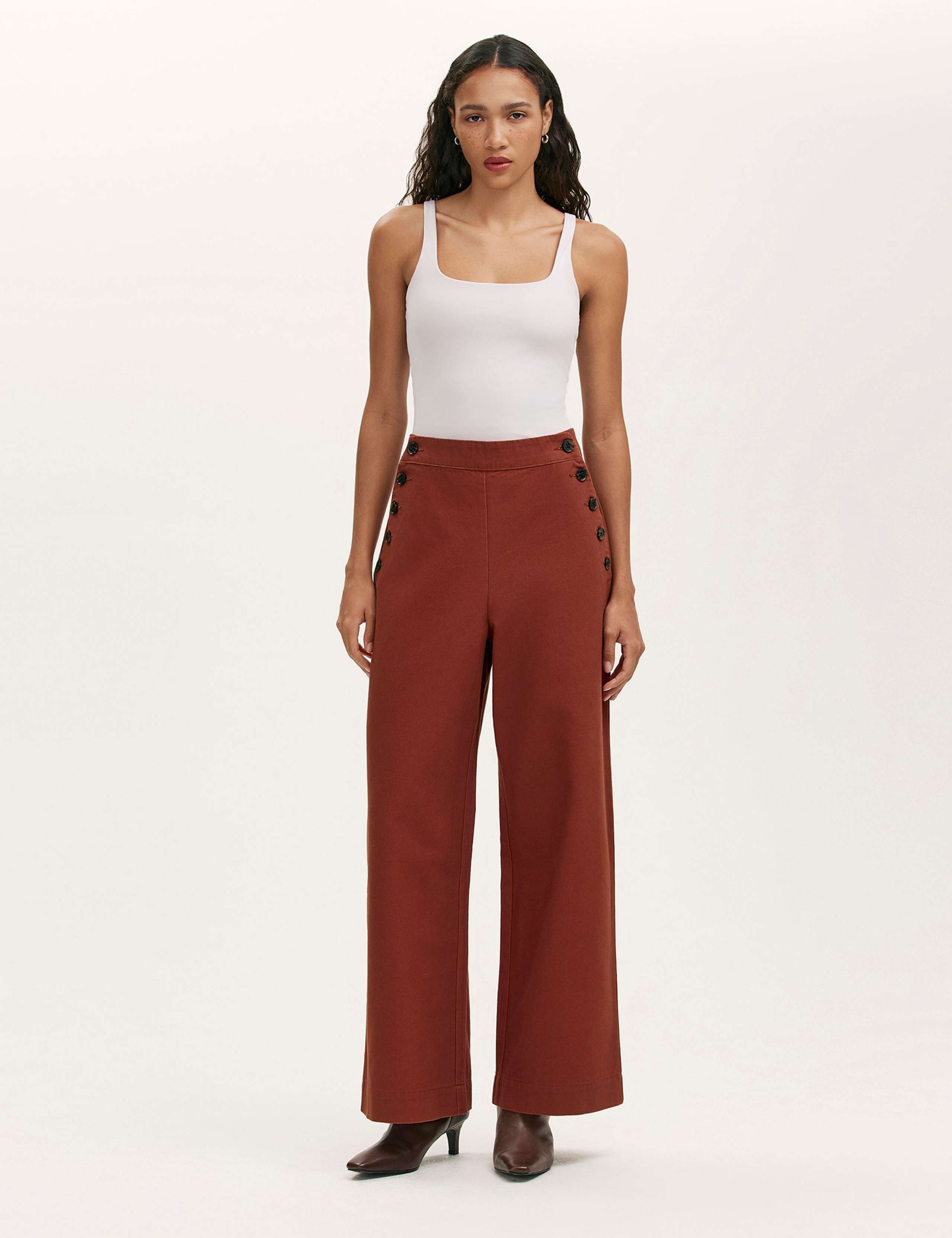 Pure Cotton Canvas Wide Leg Trousers 1 of 4