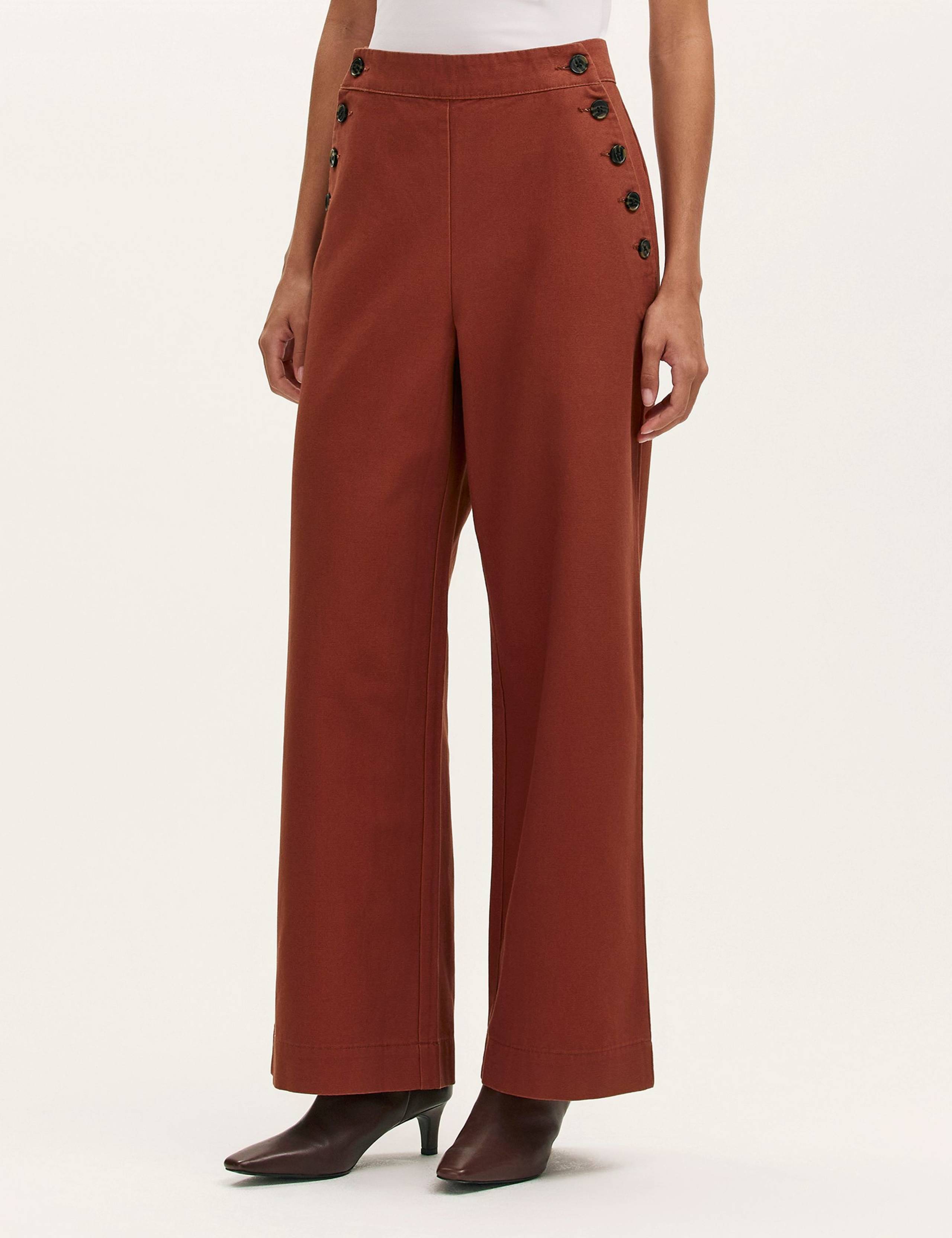 Pure Cotton Canvas Wide Leg Trousers 3 of 4