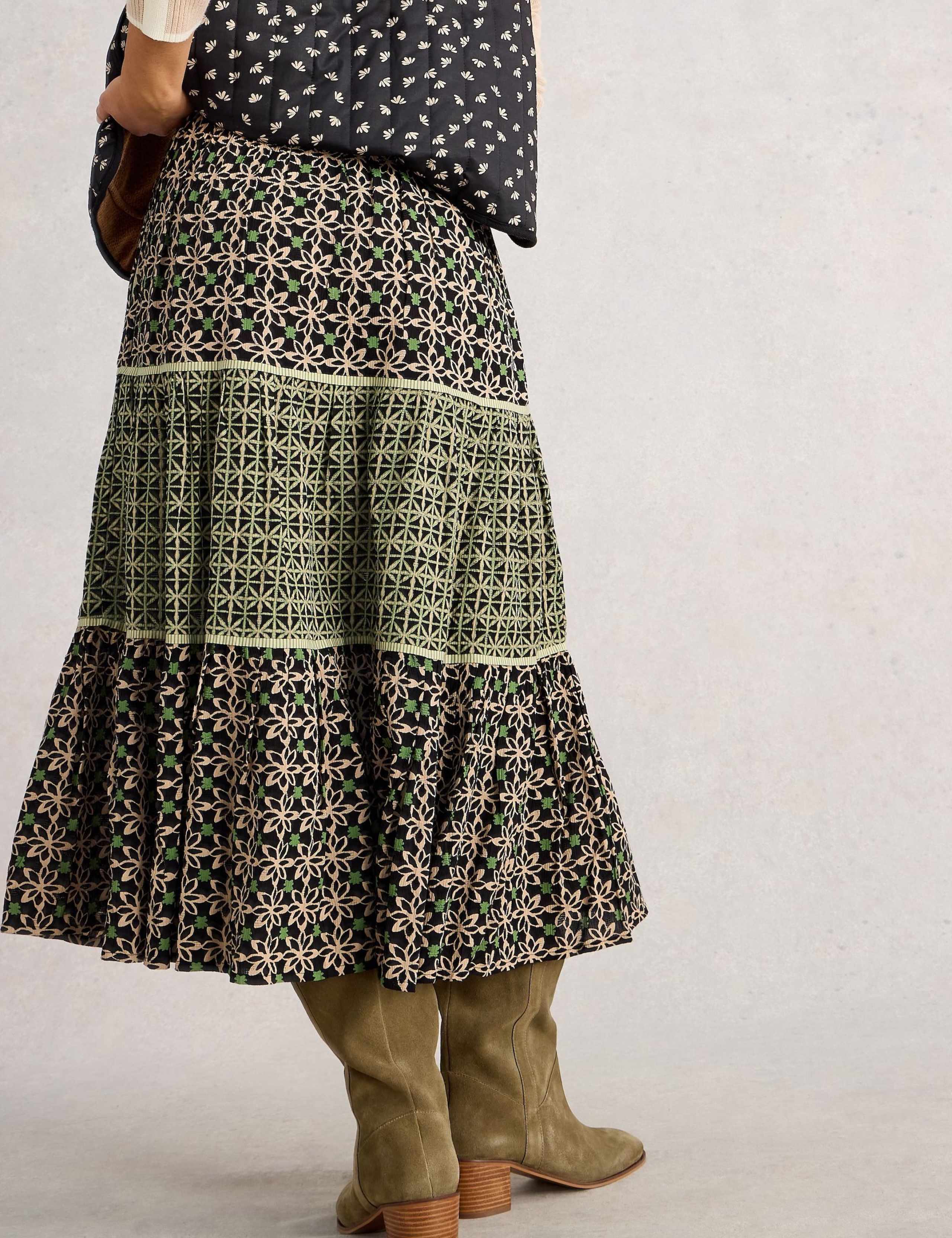 Printed Midi Tiered A-Line Skirt 3 of 6