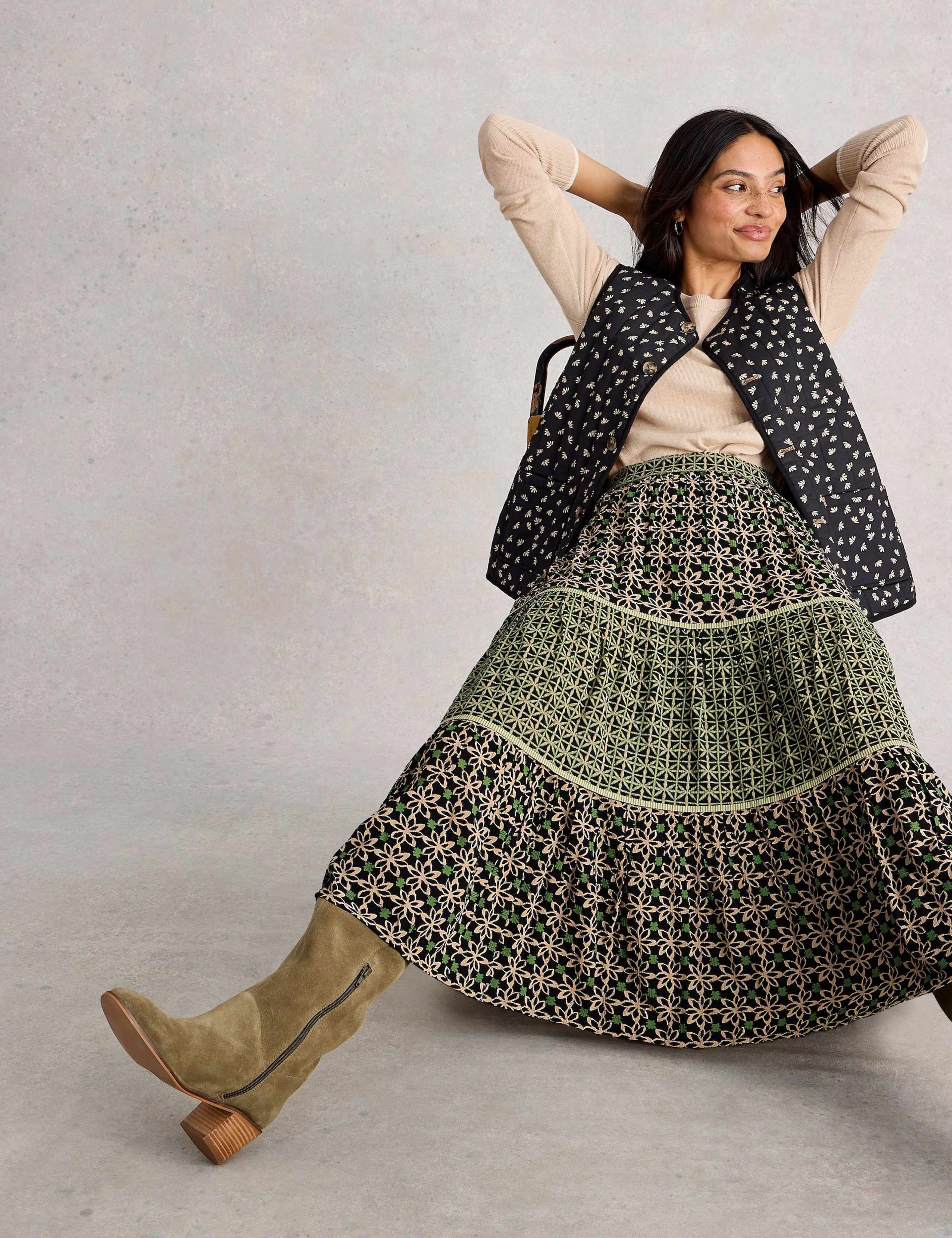 Printed Midi Tiered A-Line Skirt 4 of 6