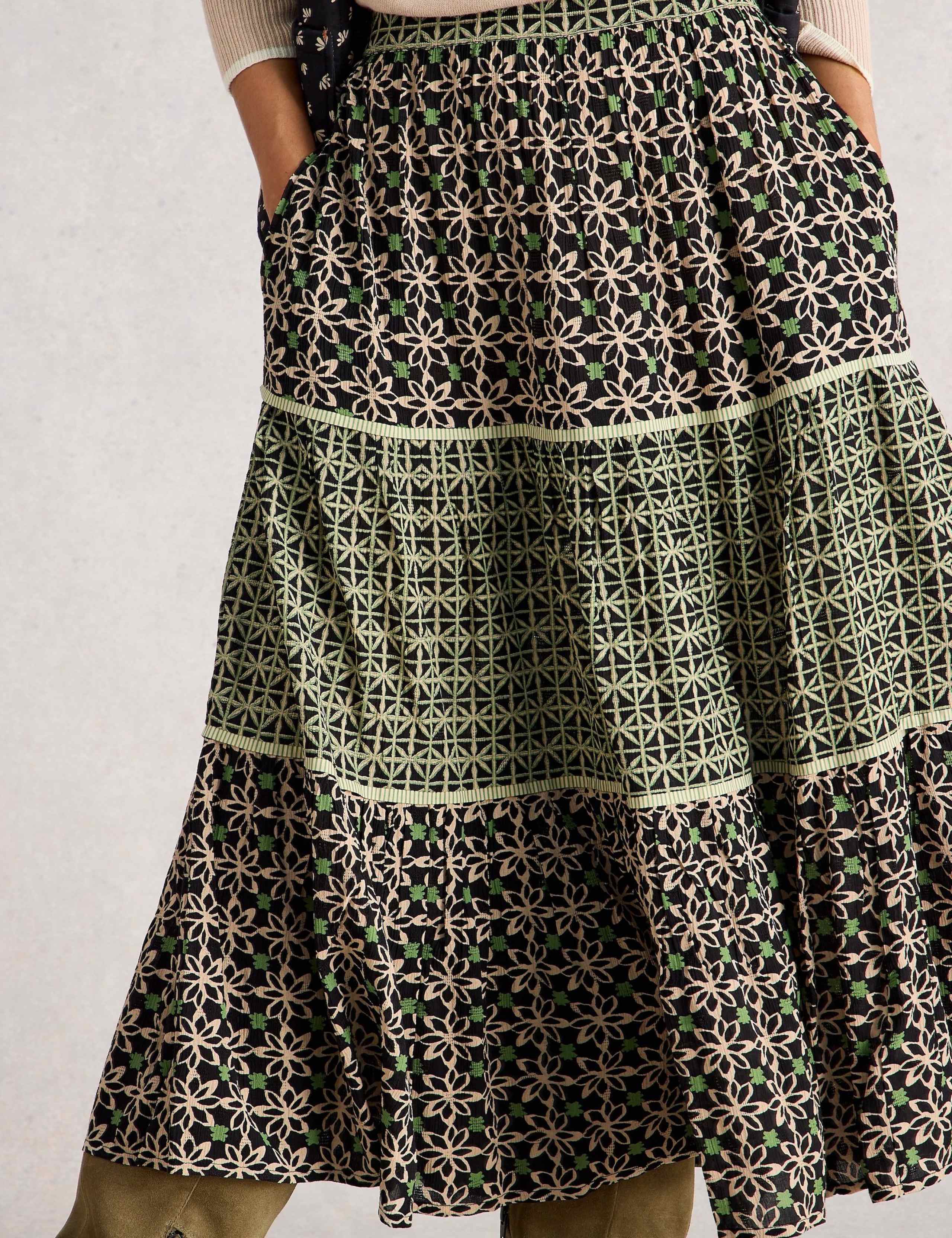 Printed Midi Tiered A-Line Skirt 6 of 6