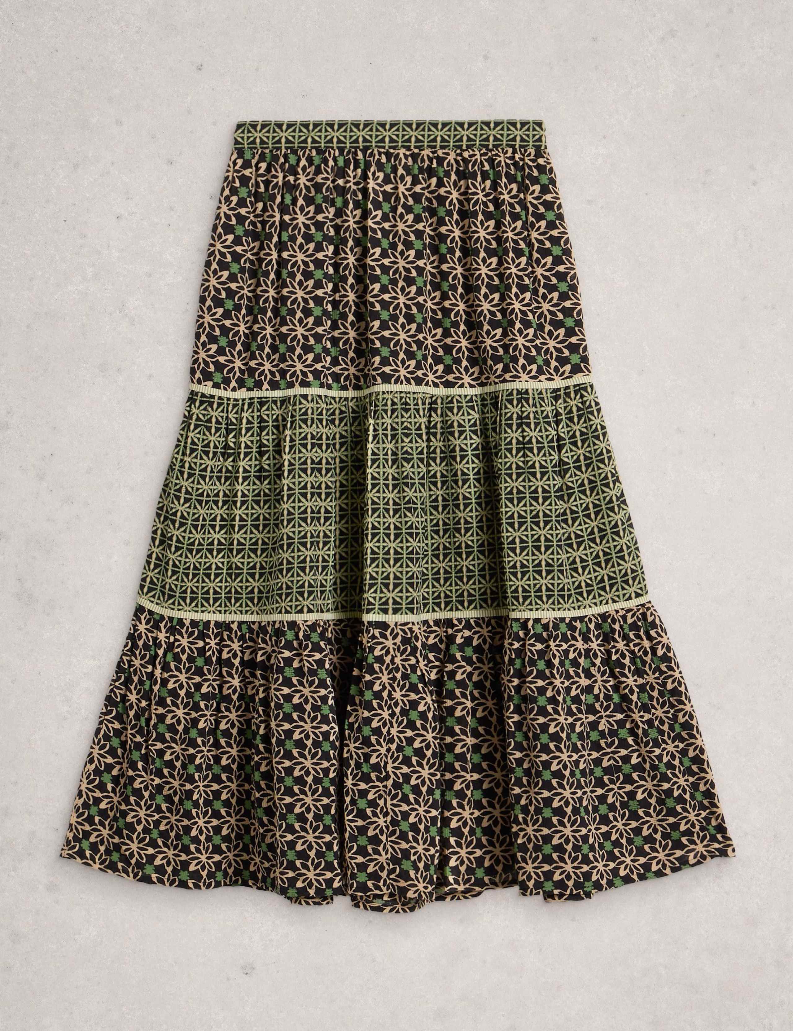 Printed Midi Tiered A-Line Skirt 2 of 6