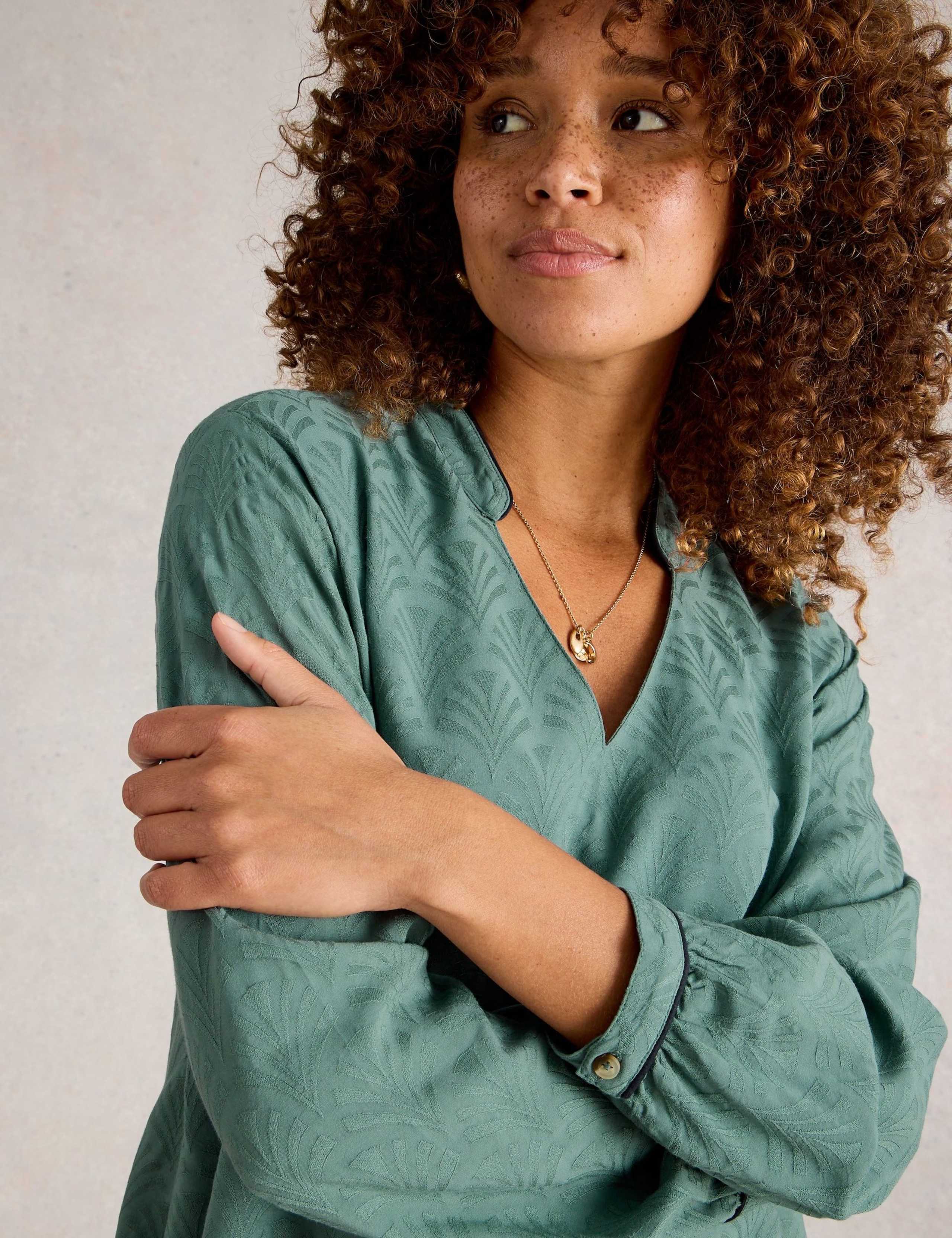 Cotton Rich Jacquard Pyjama Top 5 of 6