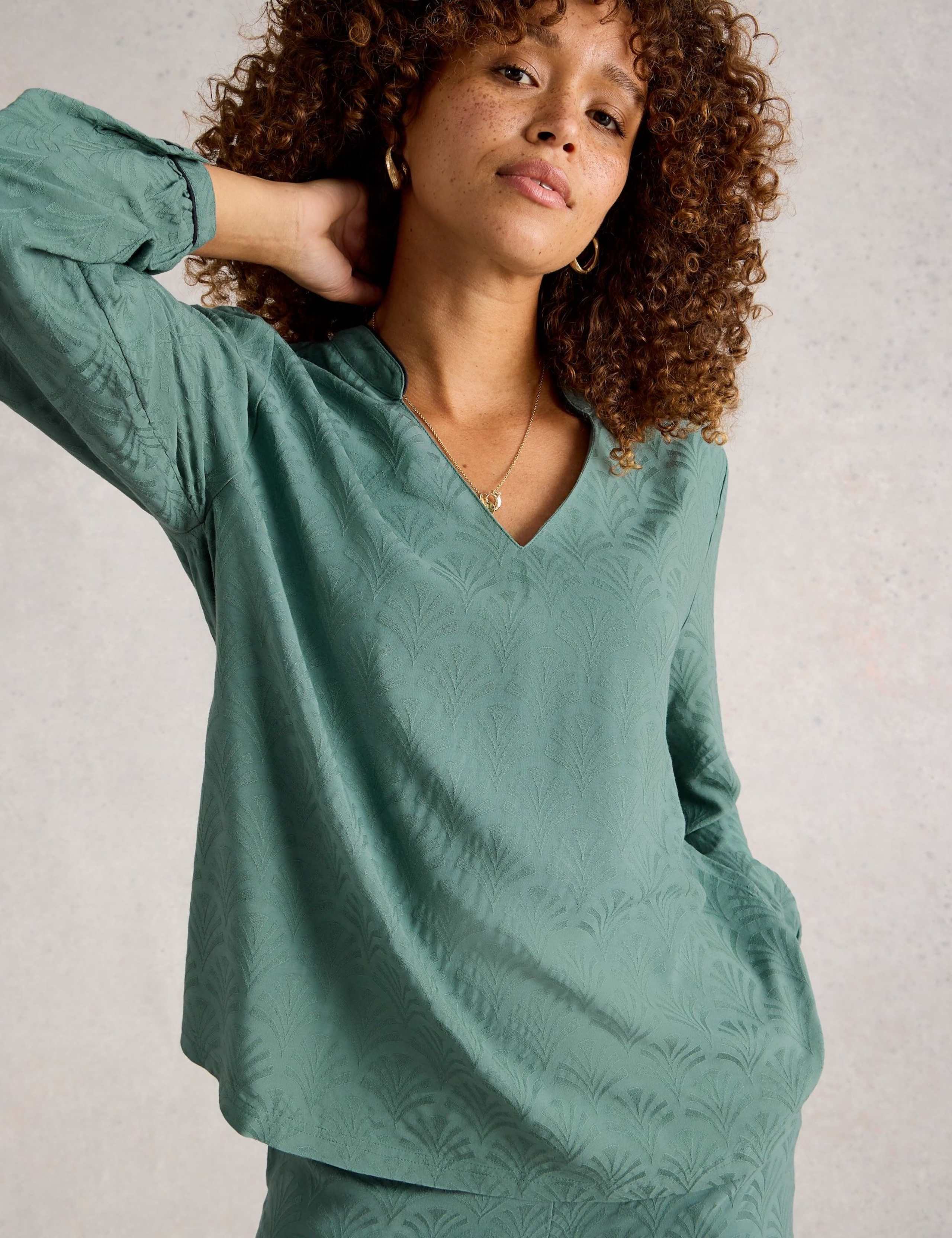 Cotton Rich Jacquard Pyjama Top 6 of 6
