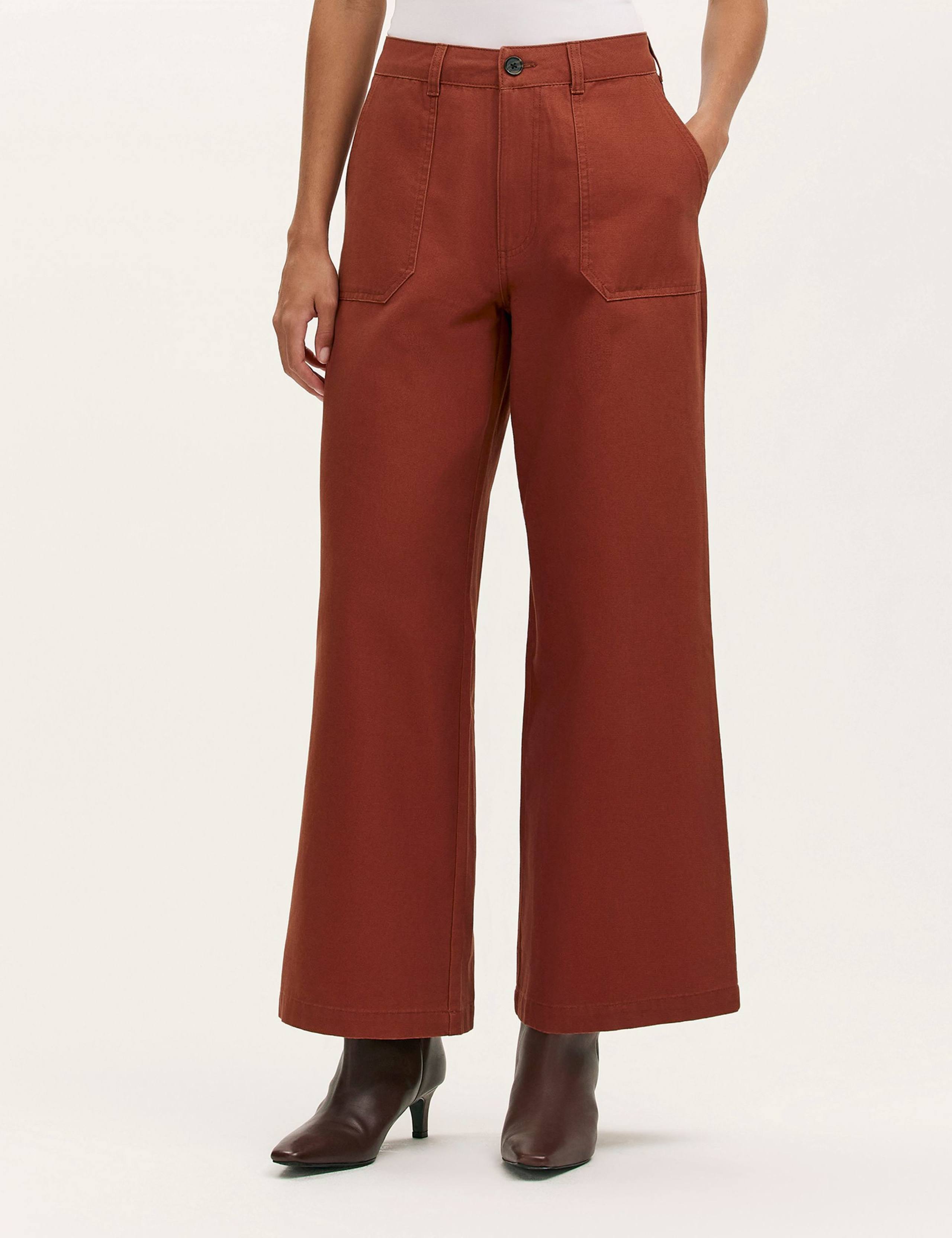 Pure Cotton Canvas Wide Leg Trousers 3 of 4