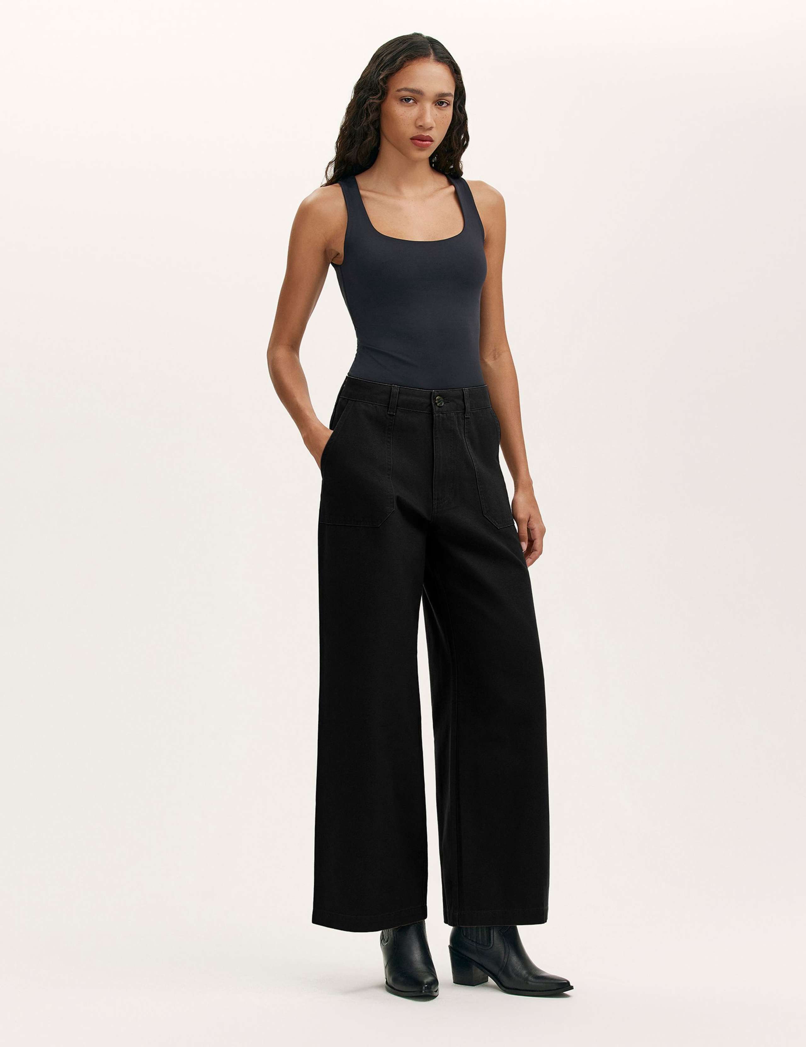 Pure Cotton Canvas Wide Leg Trousers 1 of 4