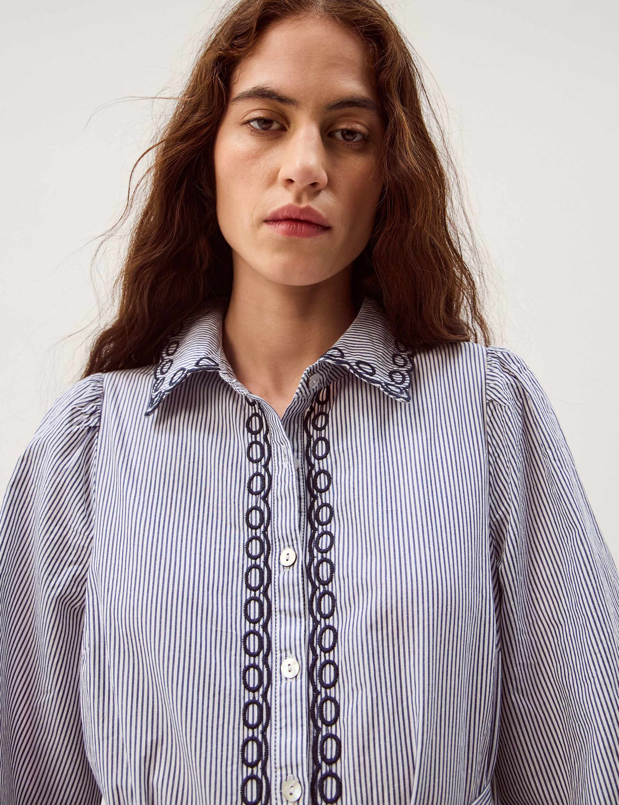 Pure Cotton Embroidered Midi Shirt Dress 4 of 5