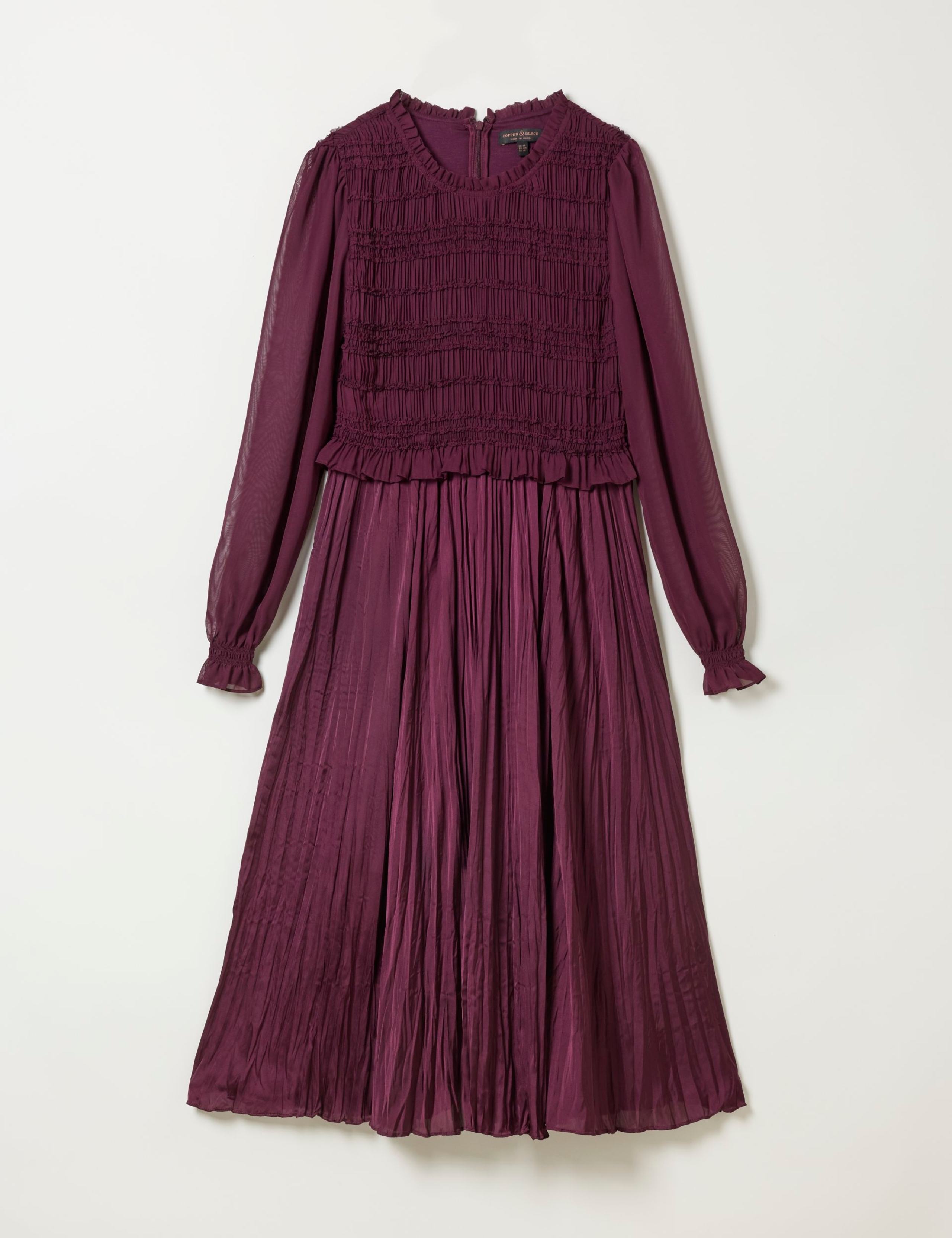 Plisse Round Neck Midi Shirred Tea Dress 2 of 7