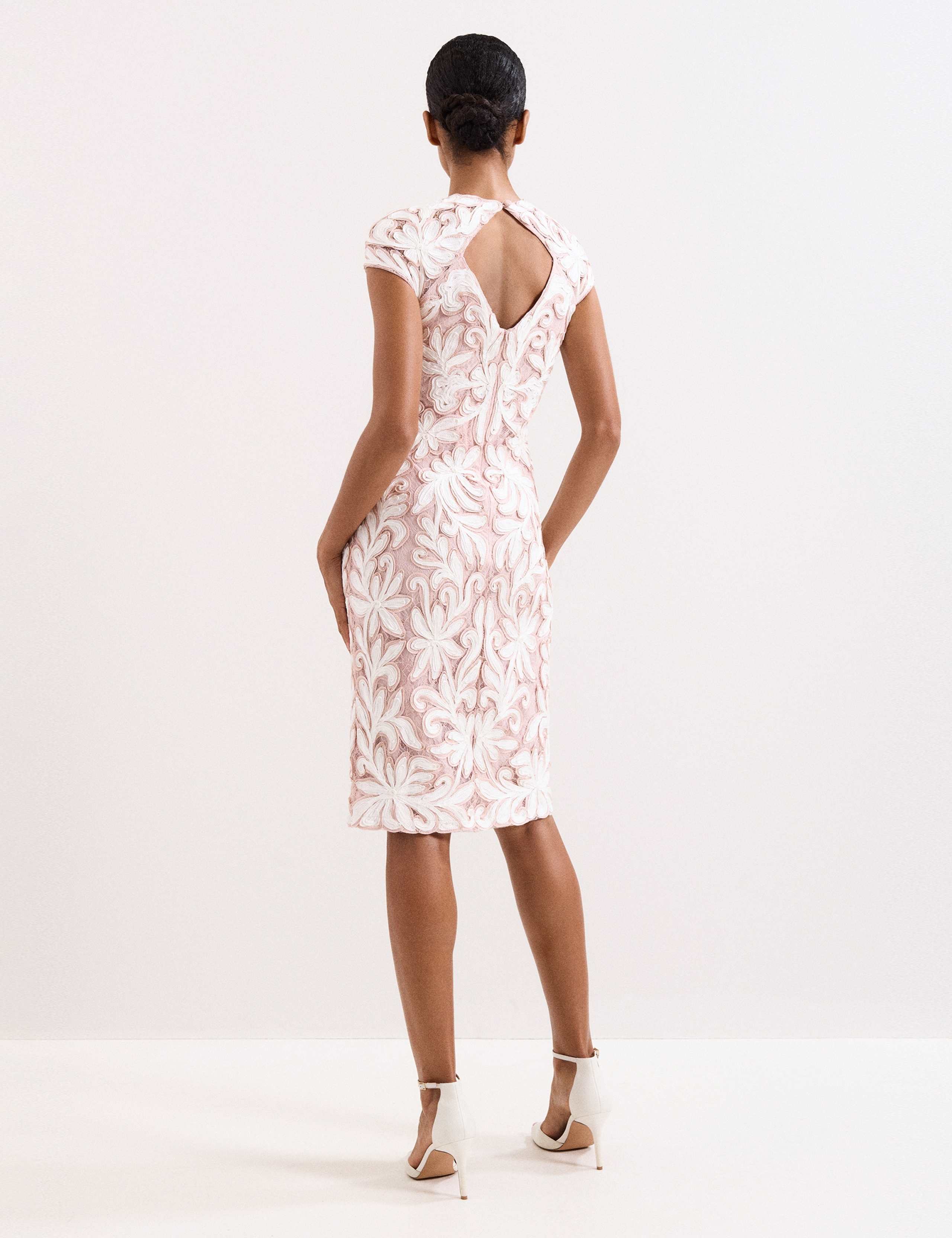 Embroidered Lace Knee Length Dress 3 of 8