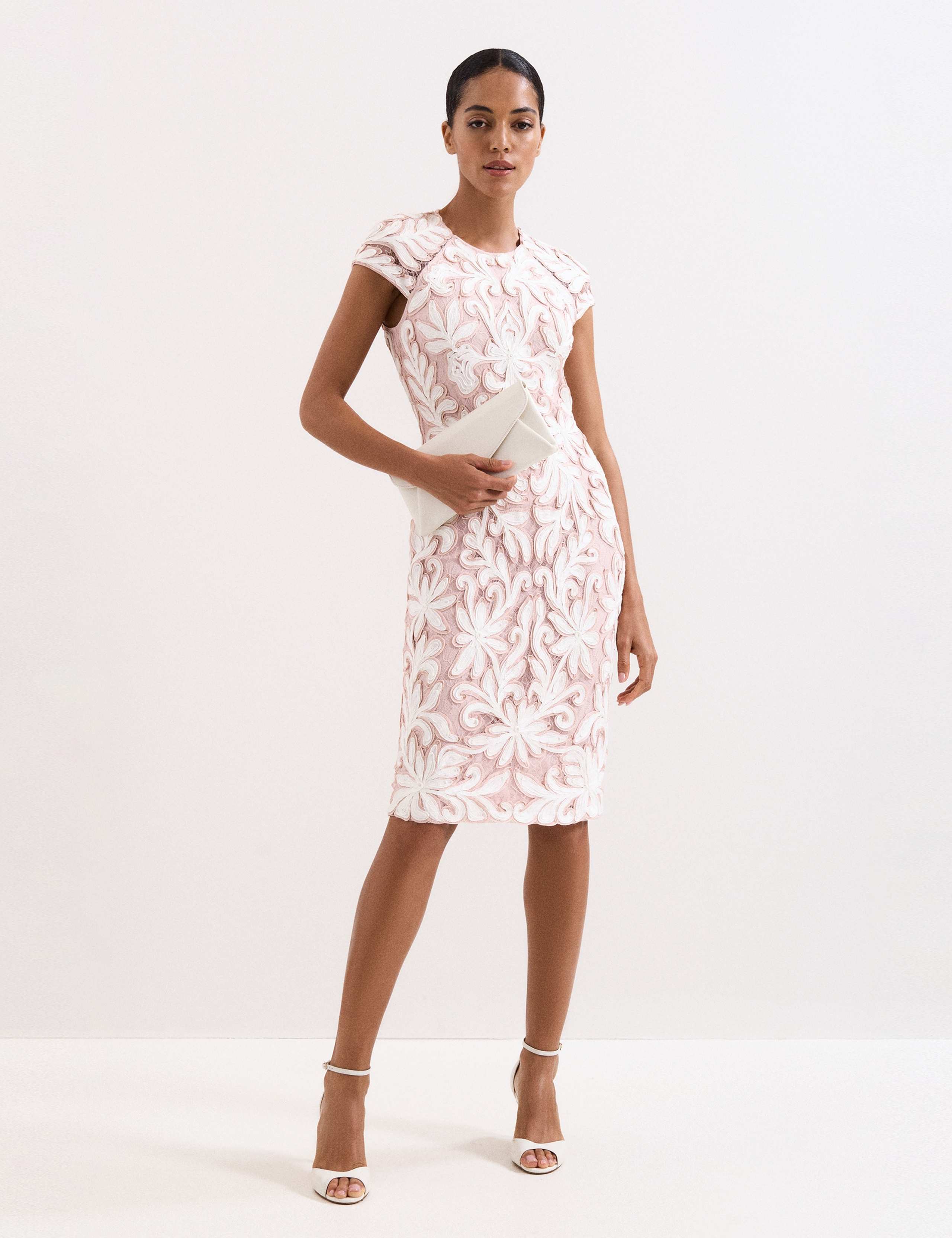 Embroidered Lace Knee Length Dress 5 of 8