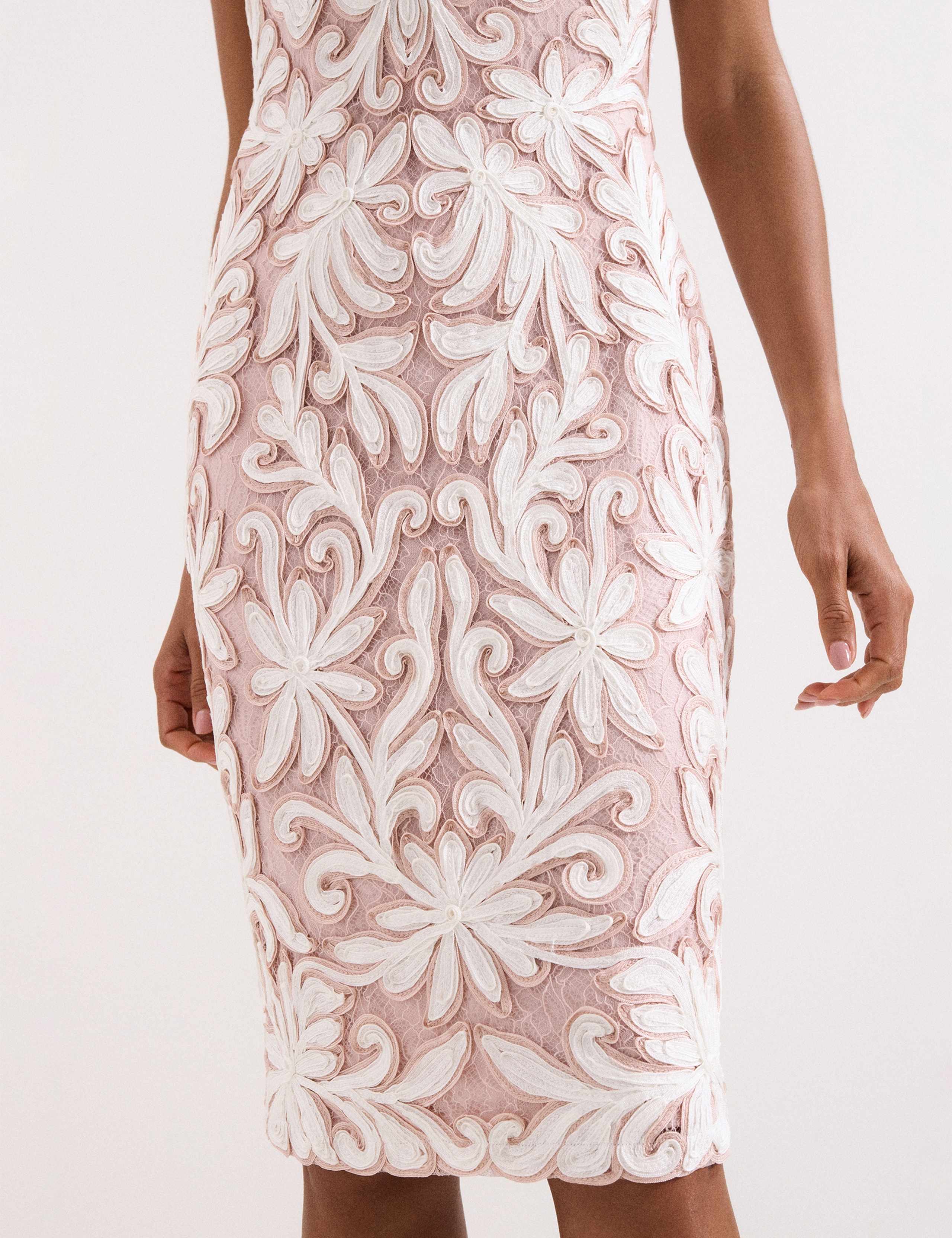 Embroidered Lace Knee Length Dress 7 of 8
