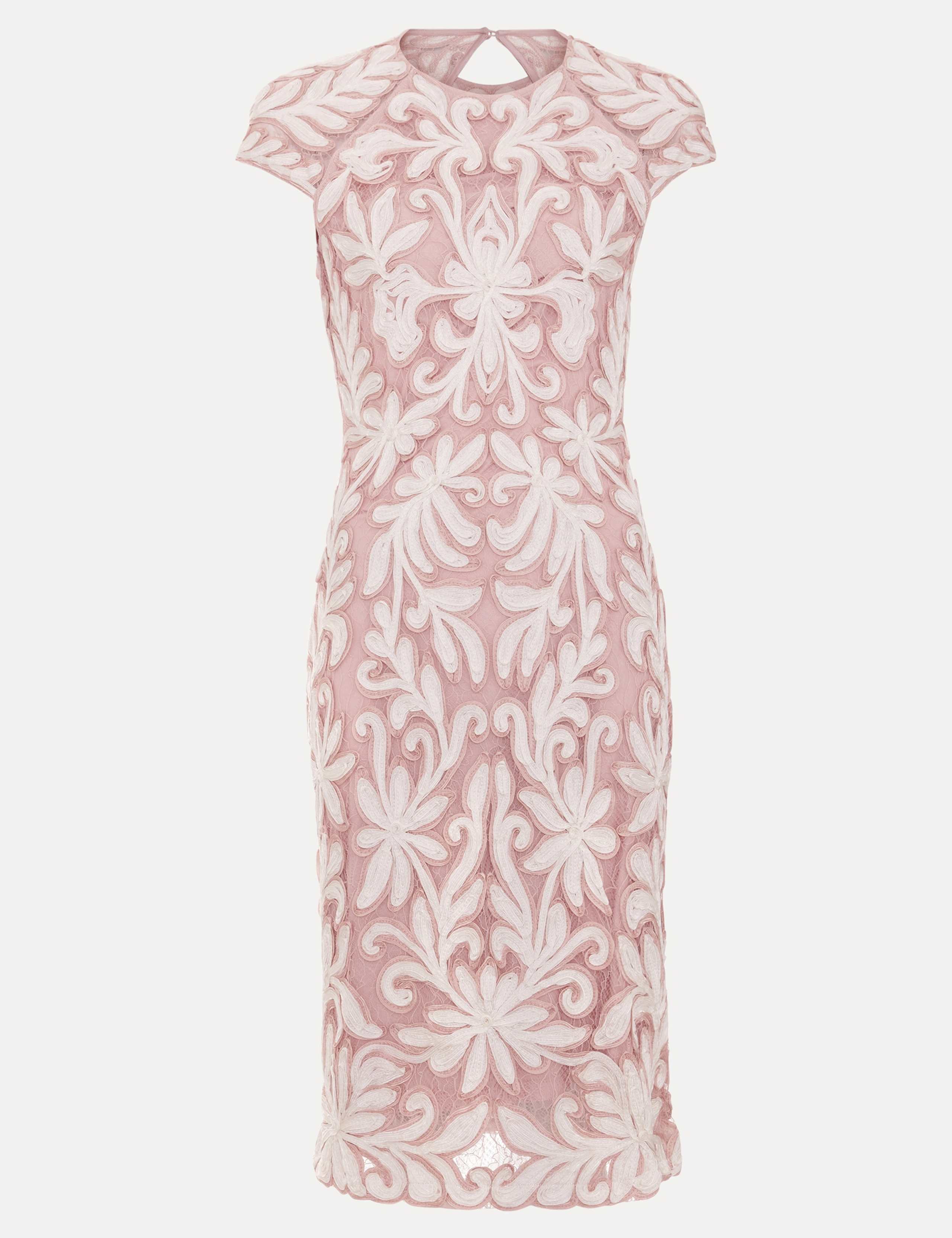 Embroidered Lace Knee Length Dress 2 of 8