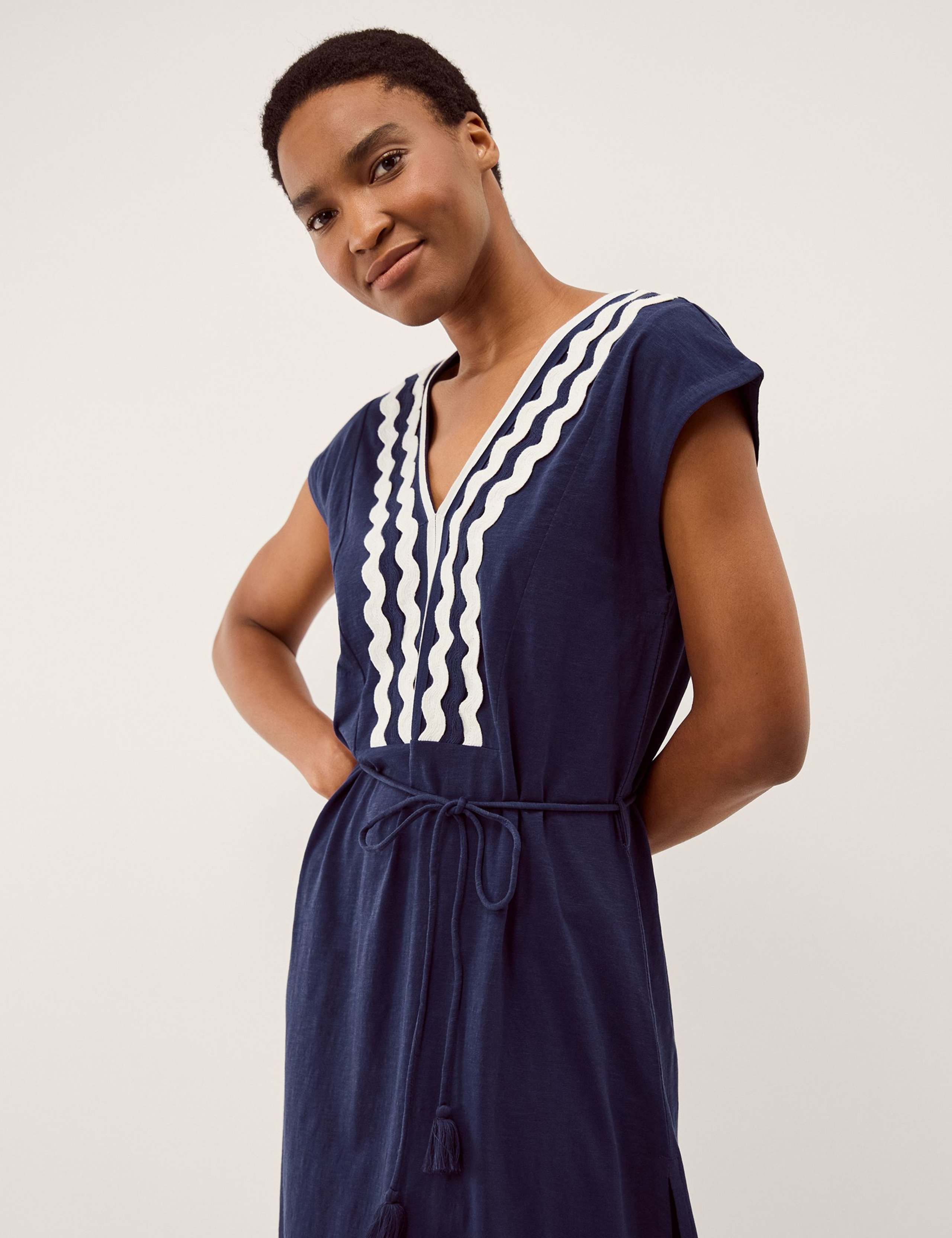 Pure Cotton V-Neck Midi Kaftan Dress 2 of 2