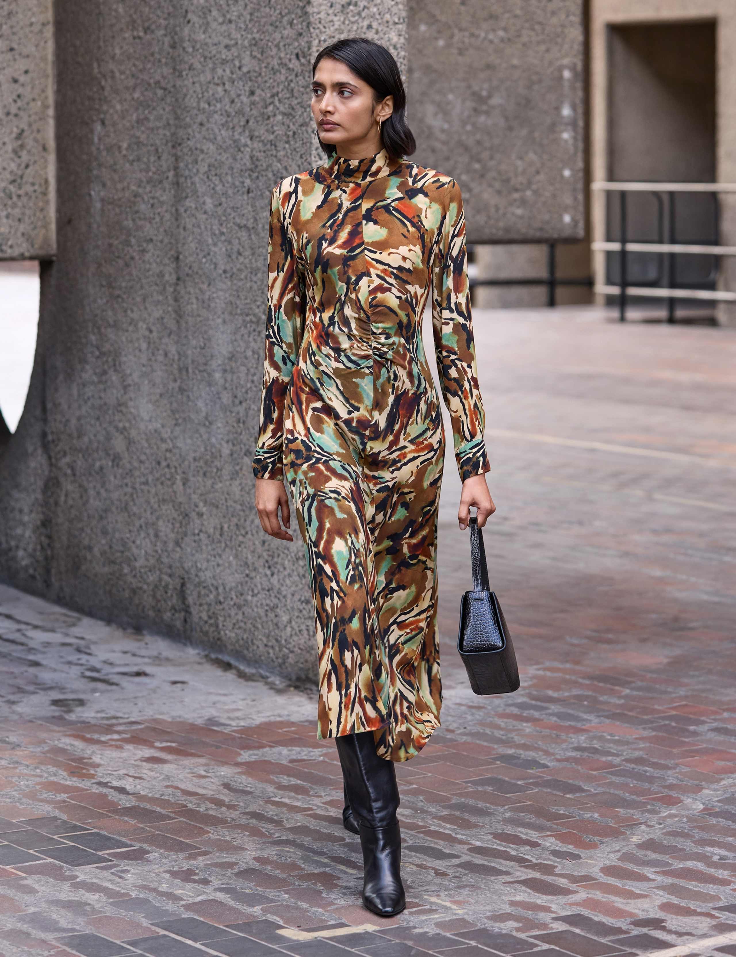 Printed Fit and Flare Midi Dress 3 of 6